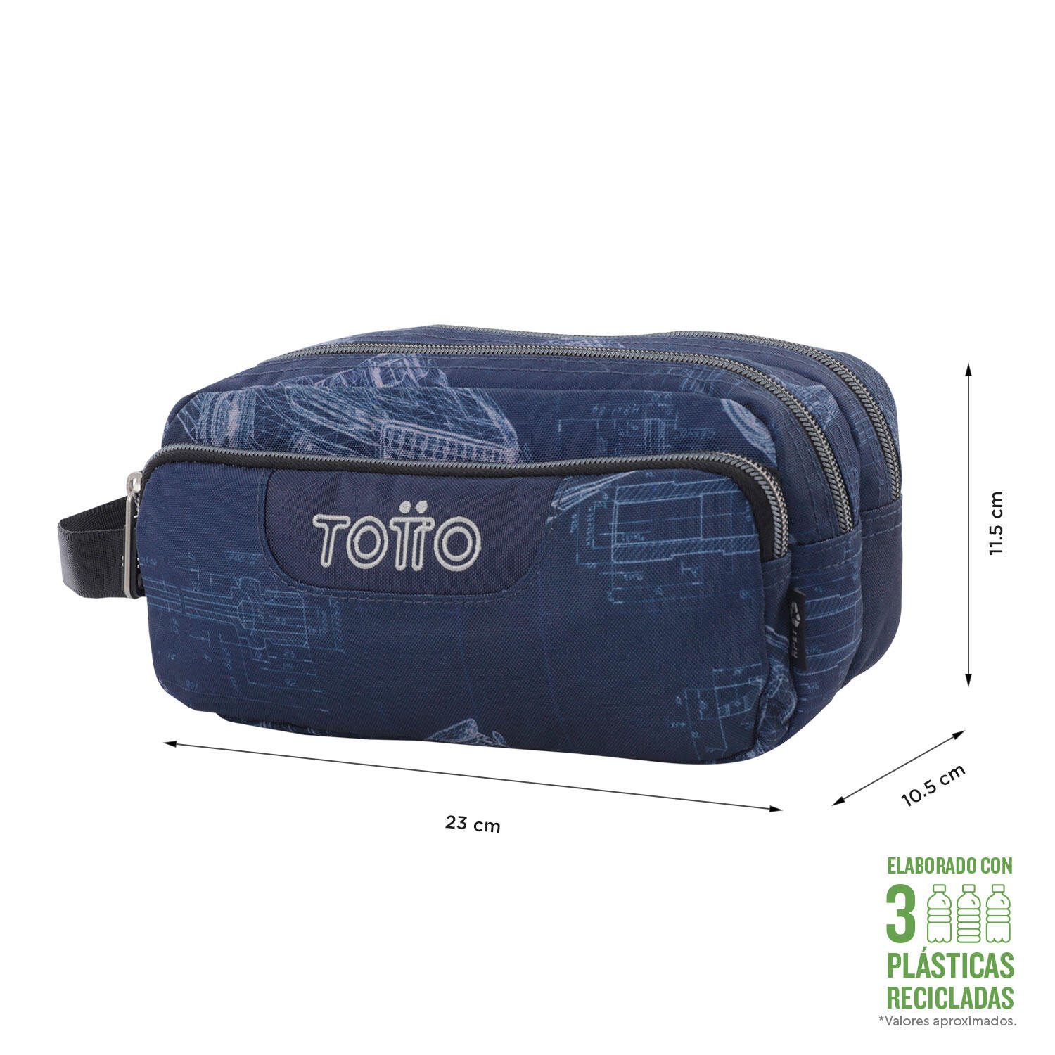 Totto Estuche escolar Agapec Blueprint Poliéster reciclado 23 x 11.5 x 10.5 cm 2/4