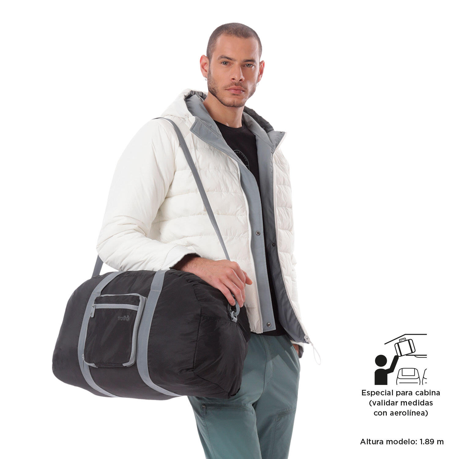 Totto Bolsa viaje plegable Branel 38 Negro Poliéster 48 x 31 x 26 cm 3/5
