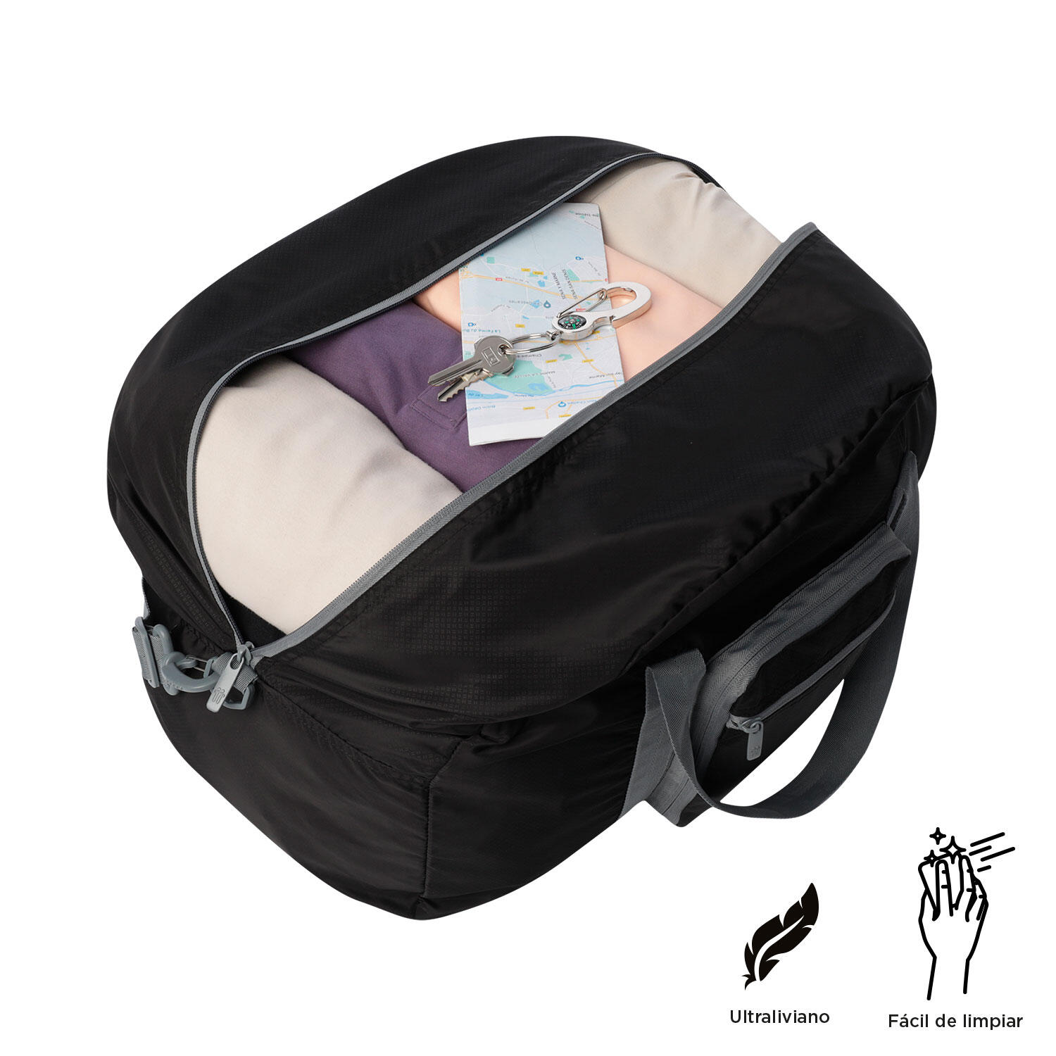 Totto Bolsa viaje plegable Branel 38 Negro Poliéster 48 x 31 x 26 cm 5/5
