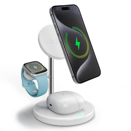 Station de recharge Qi2 3‑en‑1 pour iPhone/Android/Watch