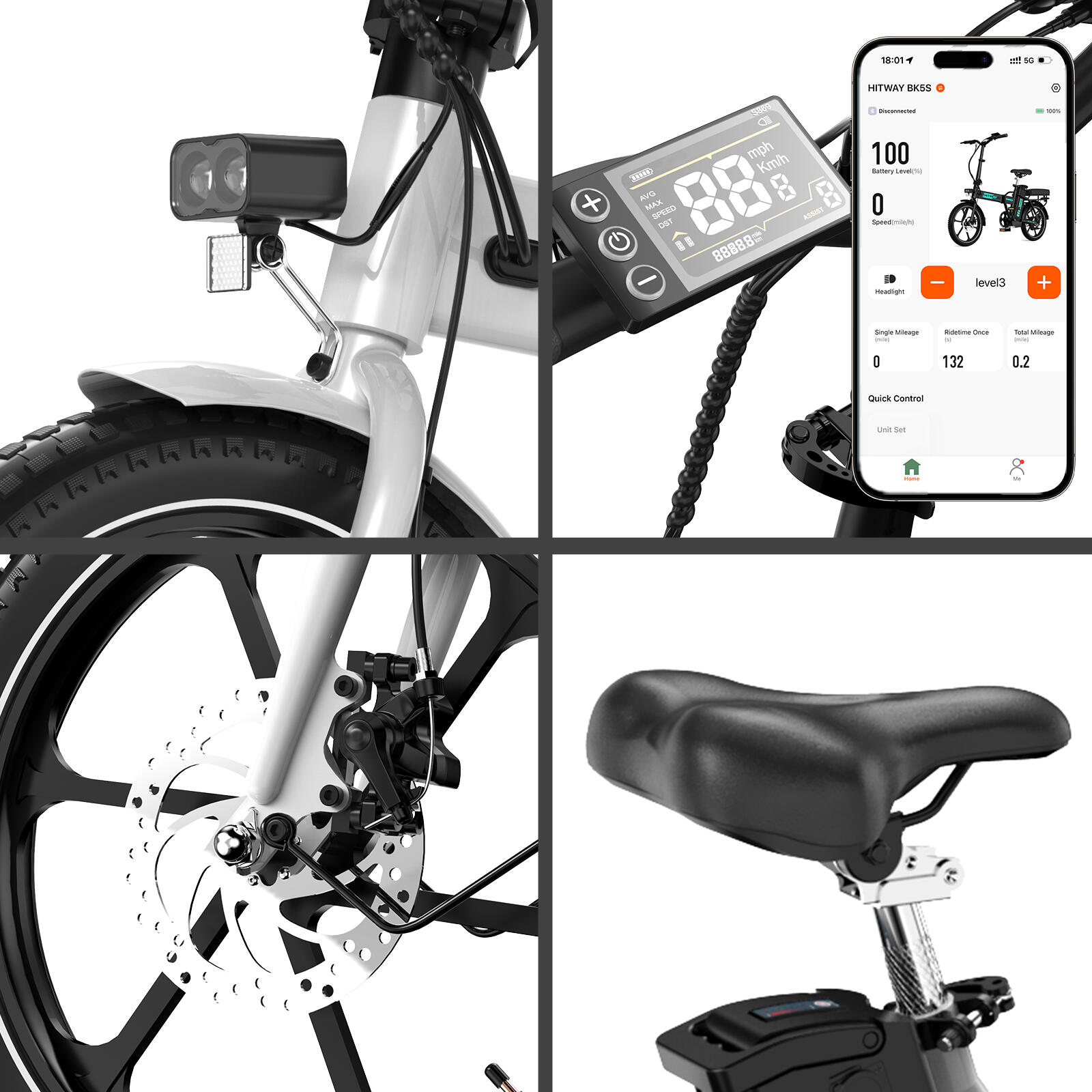 Bici elettrica pieghevole 16" 13ah 100km BK5 APP 6/7