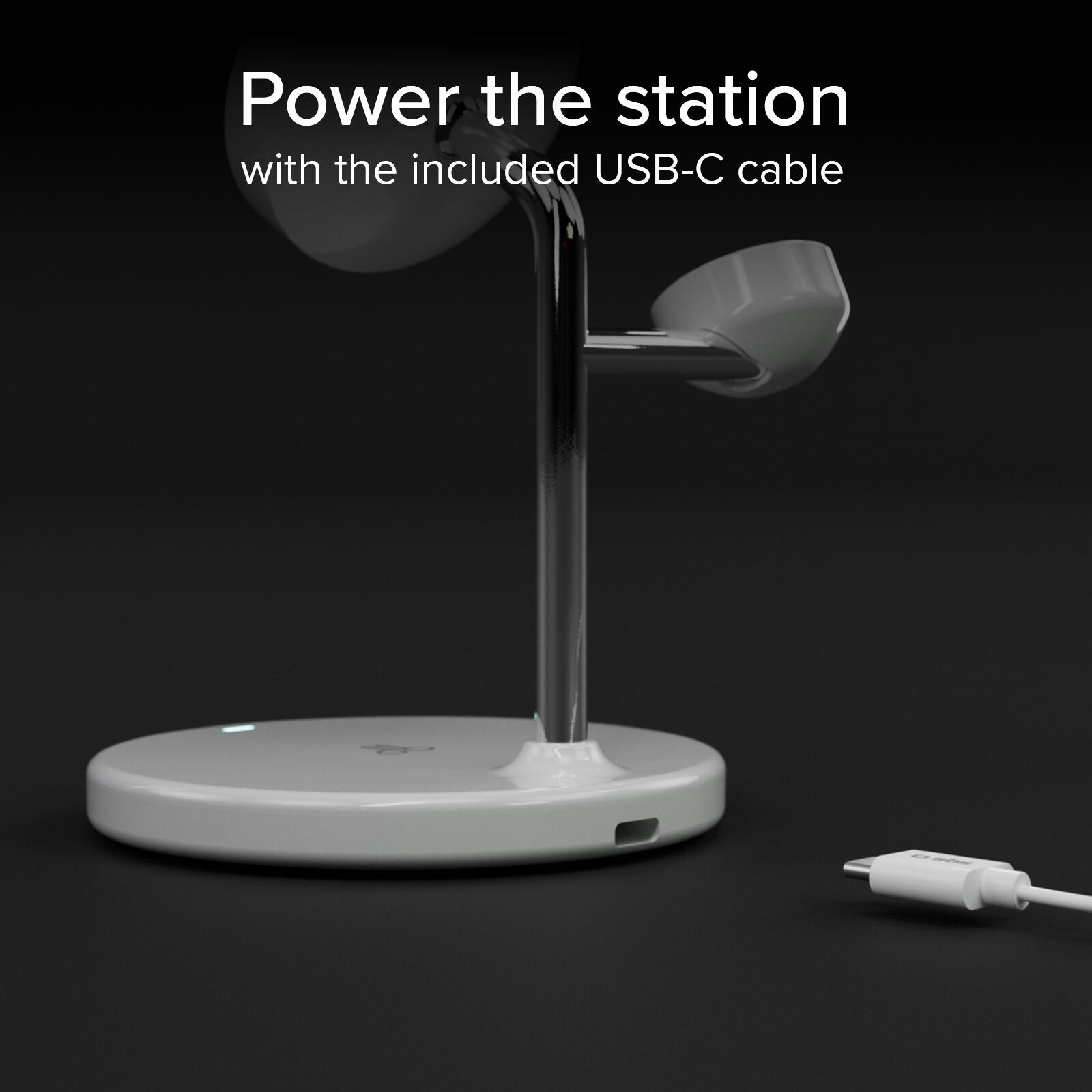 Station de recharge Qi2 3‑en‑1 pour iPhone/Android/Watch 5/7
