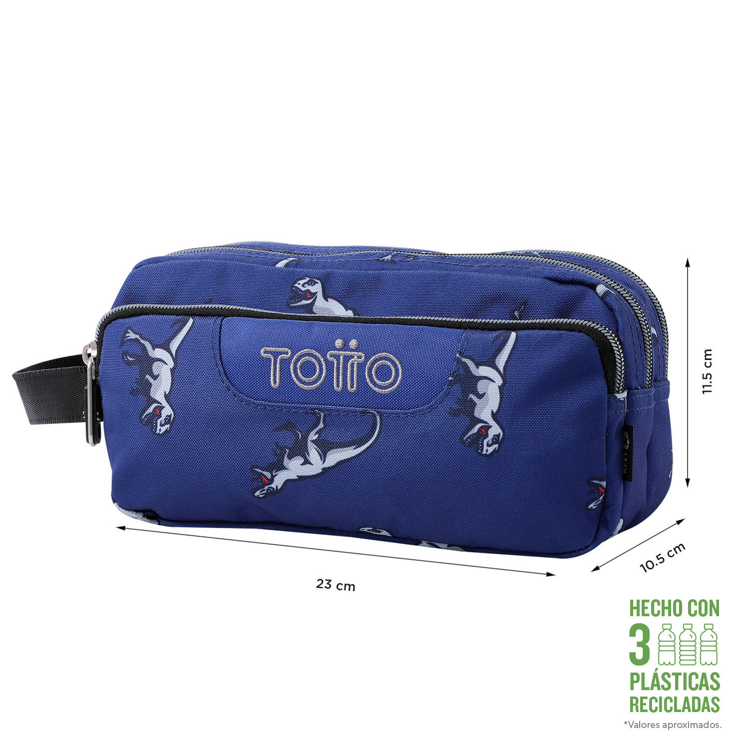 Totto Estuche escolar Agapec Azul Poliéster reciclado 23 x 11.5 x 10.5 cm 2/4