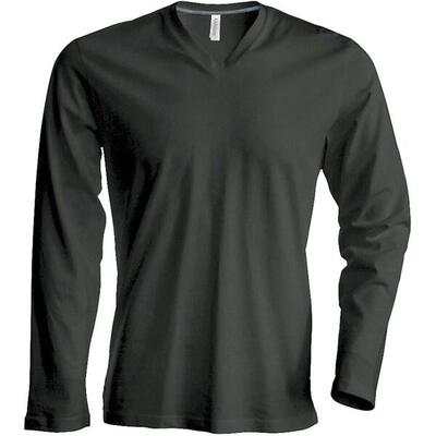 T-shirt kariban col v met lange mouwen