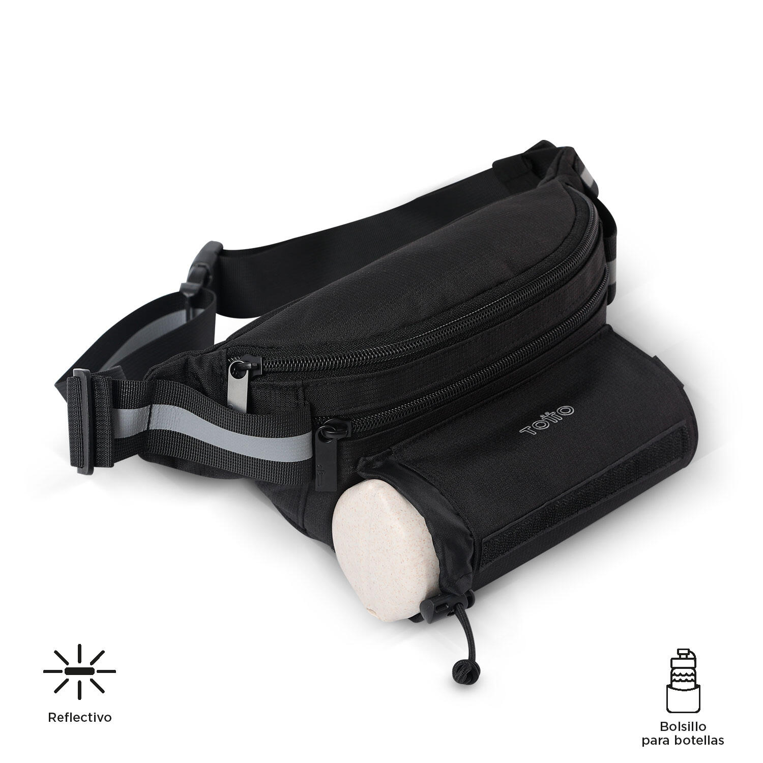 Totto Riñonera Running 2.0 Negro Poliéster 24 x 11.5 x 7 cm 5/5