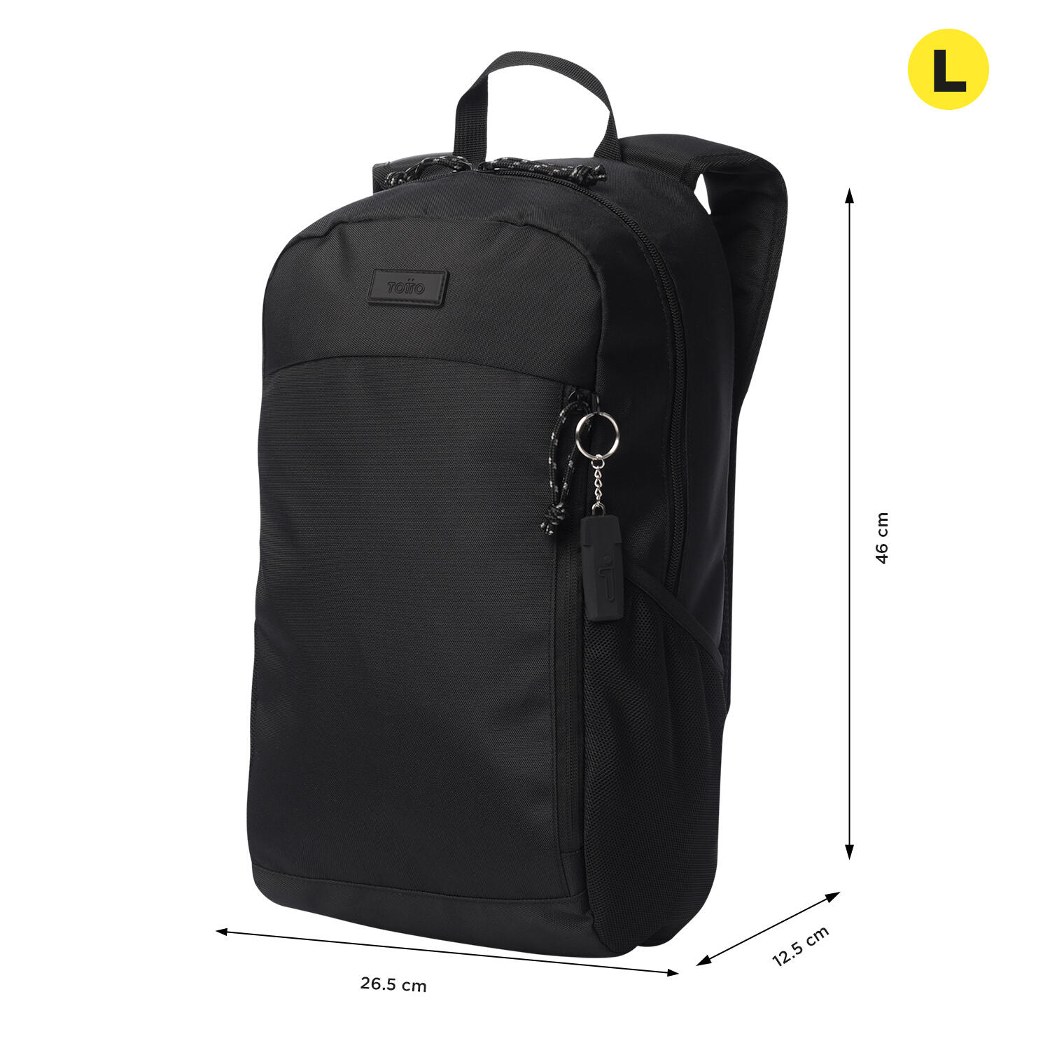 Totto Mochila urbana Rocky Negro Poliéster 26.5 x 46 x 12.5 cm 3/5