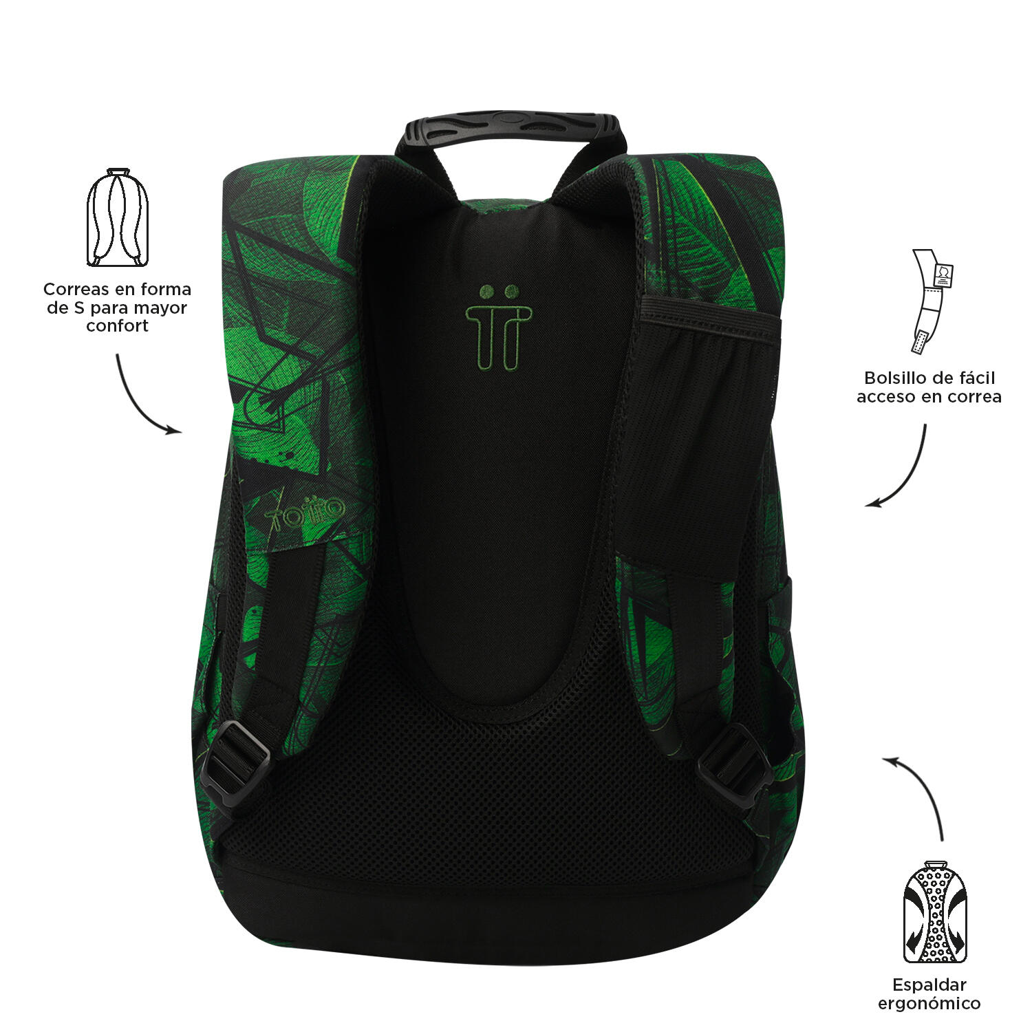 Totto Mochila escolar Gommas Jhony Jungle Poliéster reciclado 29 x 39 x 14 cm 3/5