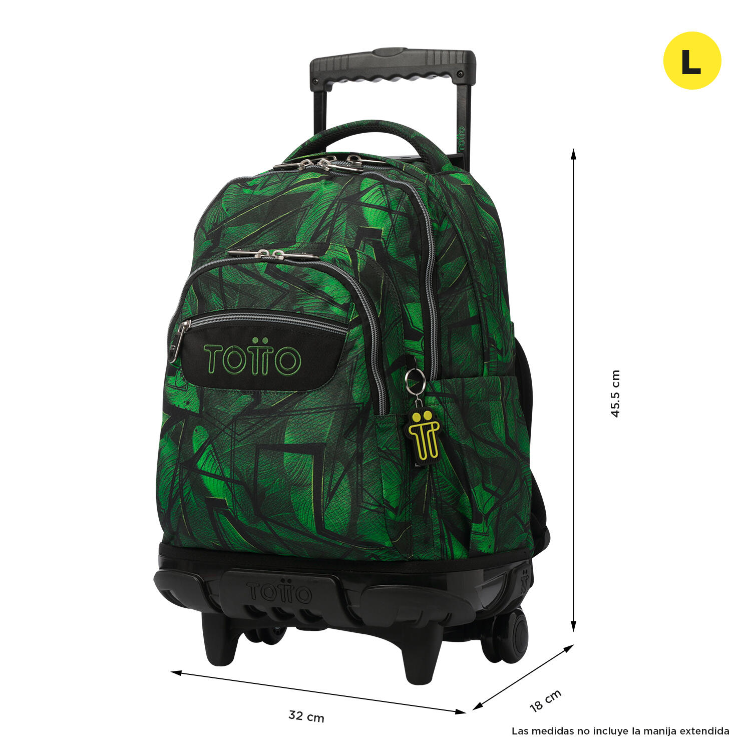Totto Mochila escolar ruedas Renglones Jhony Jungle Poliéster reciclado 32 x 45 3/5