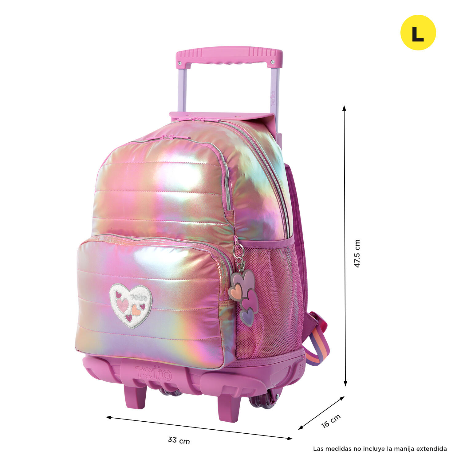 Totto Mochila infantil ruedas Glowy Rosa Poliéster 33 x 47.5 x 16 cm 3/5
