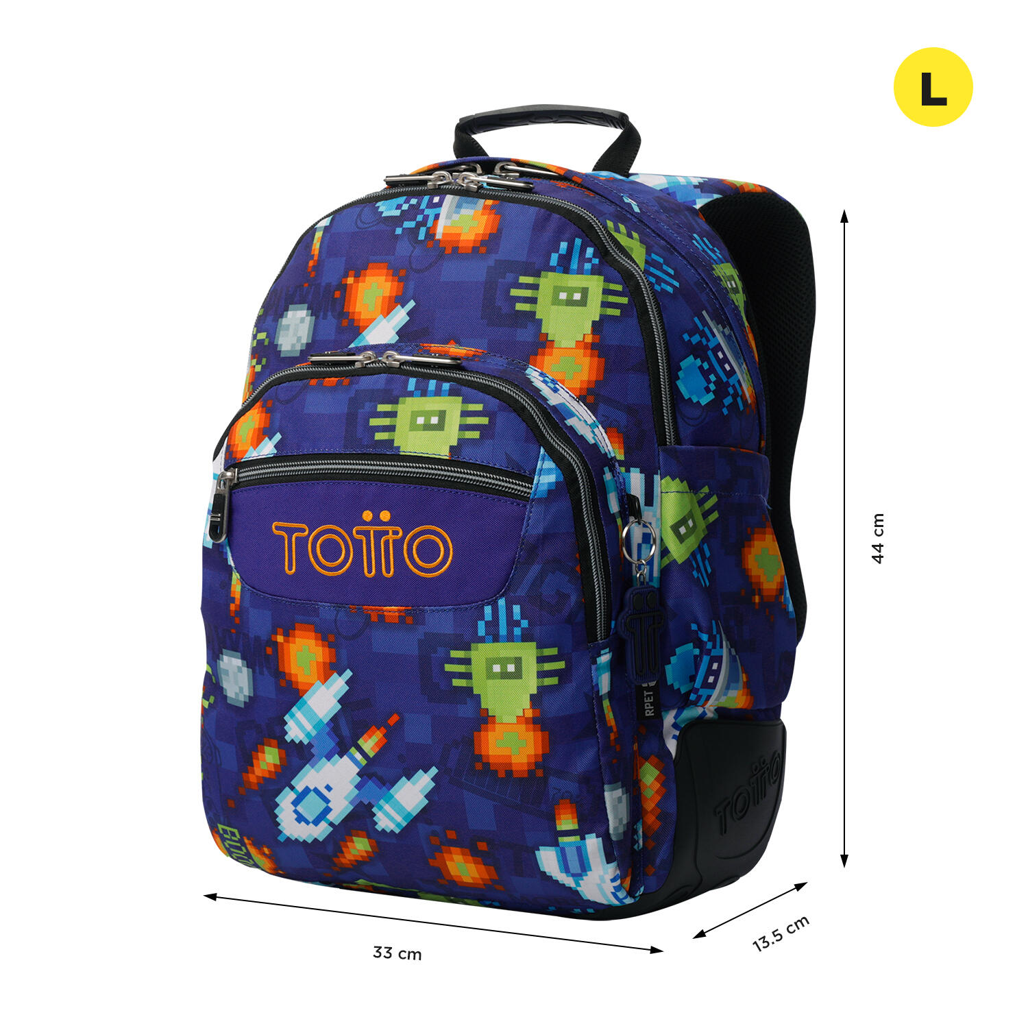 Totto Mochila escolar Rayol Space Blue Poliéster reciclado 33 x 44 x 13.5 cm 3/5