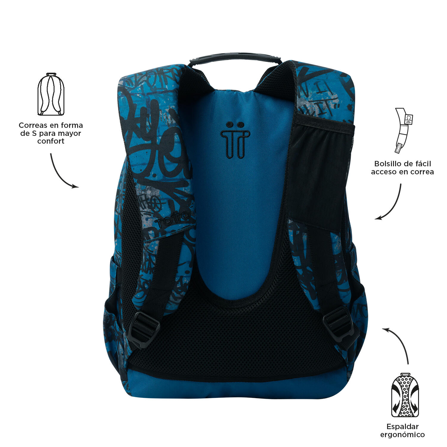 Totto Mochila escolar Gommas Urban Graph Poliéster reciclado 29 x 39 x 14 cm 3/5