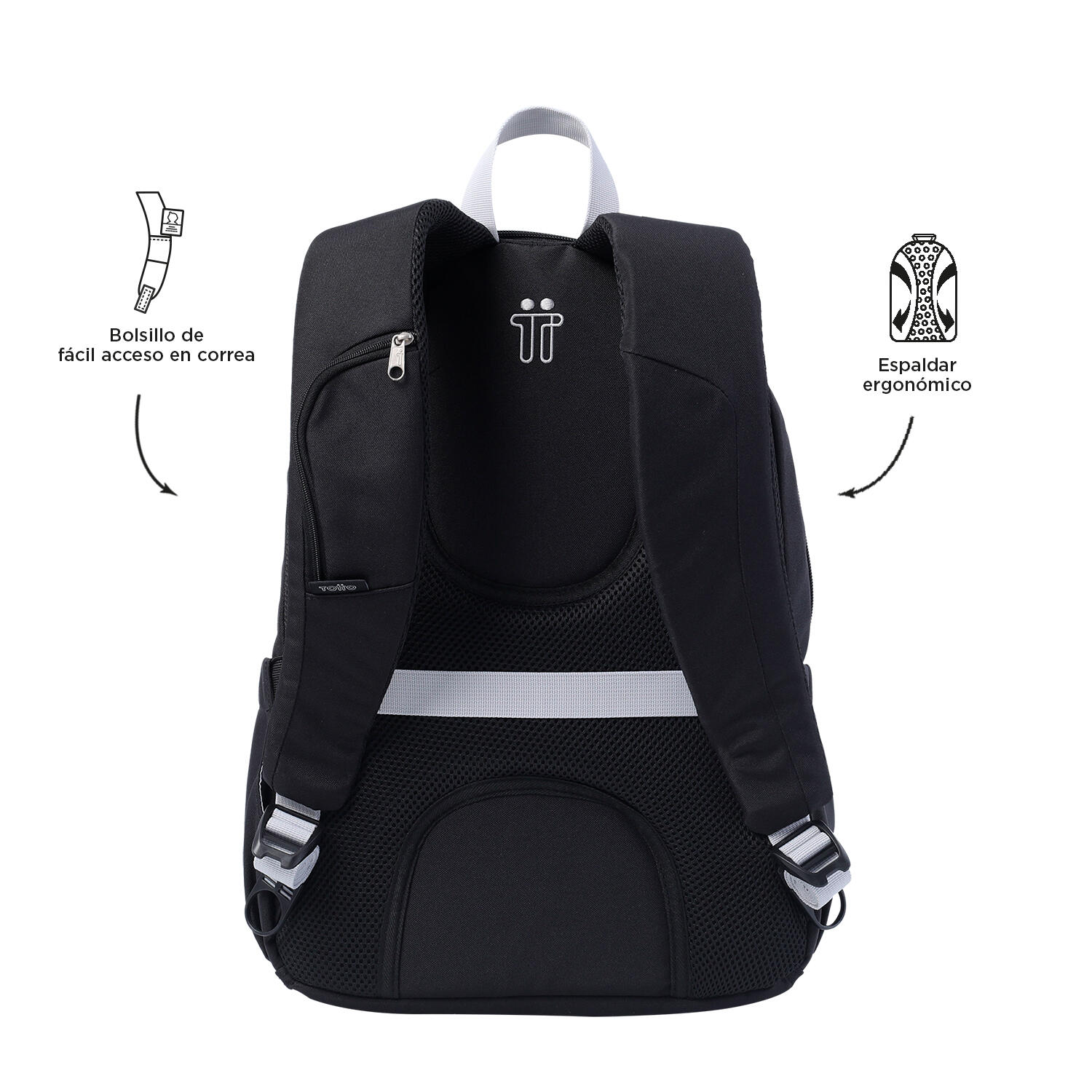 Totto Mochila urbana Goctal Negro Poliéster 44 x 32.5 x 18 cm 3/5