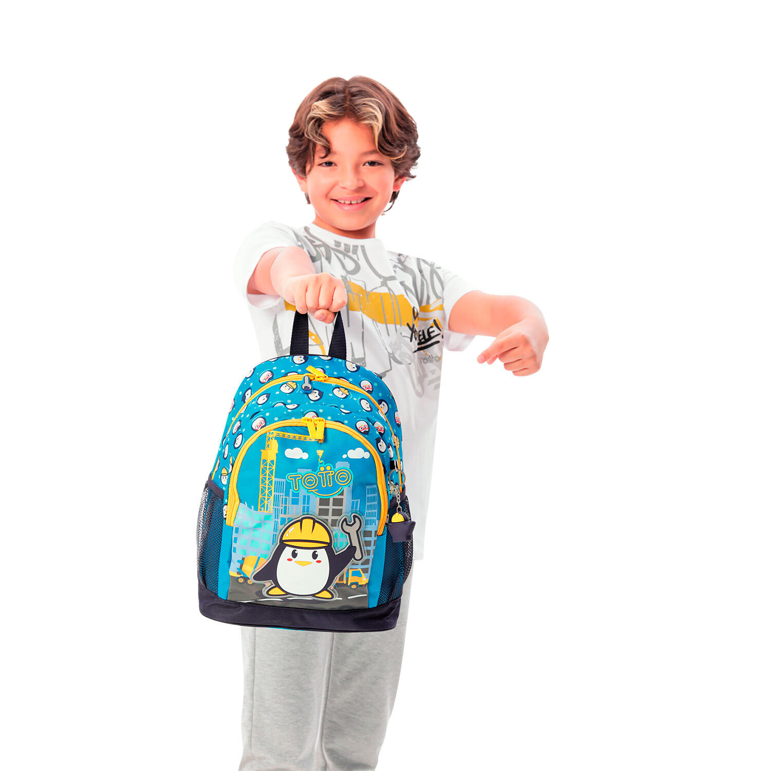 Totto Mochila escolar Funny Penguin Azul Poliéster 28 x 40 x 10 cm 2/5