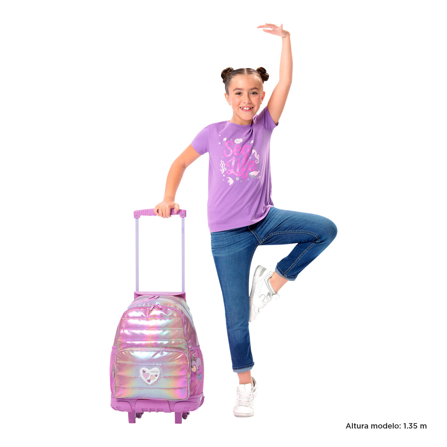 Totto Mochila infantil ruedas Glowy Rosa Poliéster 33 x 47.5 x 16 cm 2/5