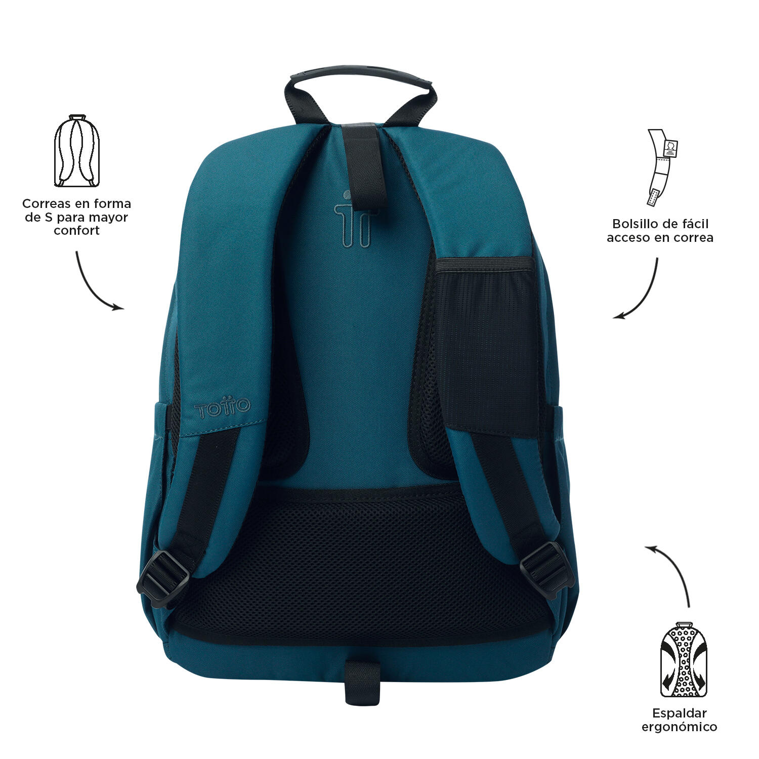 Totto Mochila escolar Acuareles Moroccan Blue Poliéster reciclado 33 x 44 x 14 3/5