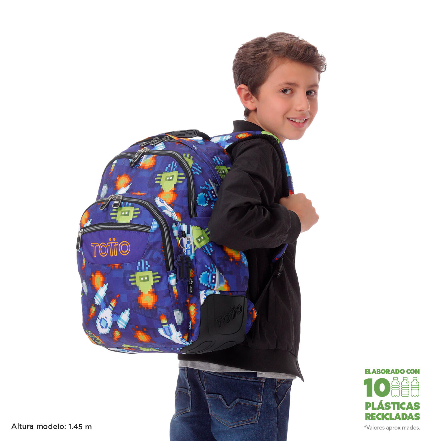 Totto Mochila escolar Rayol Space Blue Poliéster reciclado 33 x 44 x 13.5 cm 2/5