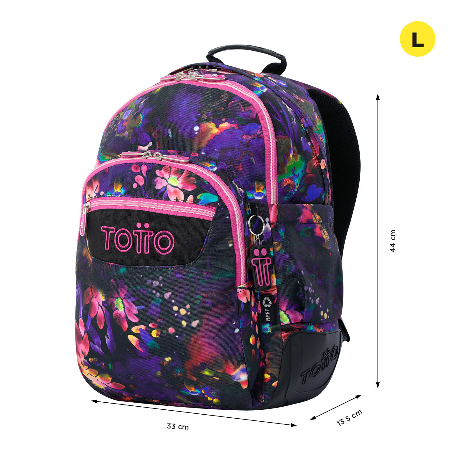Totto Mochila escolar Rayol Flower Galaxy Poliéster reciclado 33 x 44 x 13.5 cm 2/5