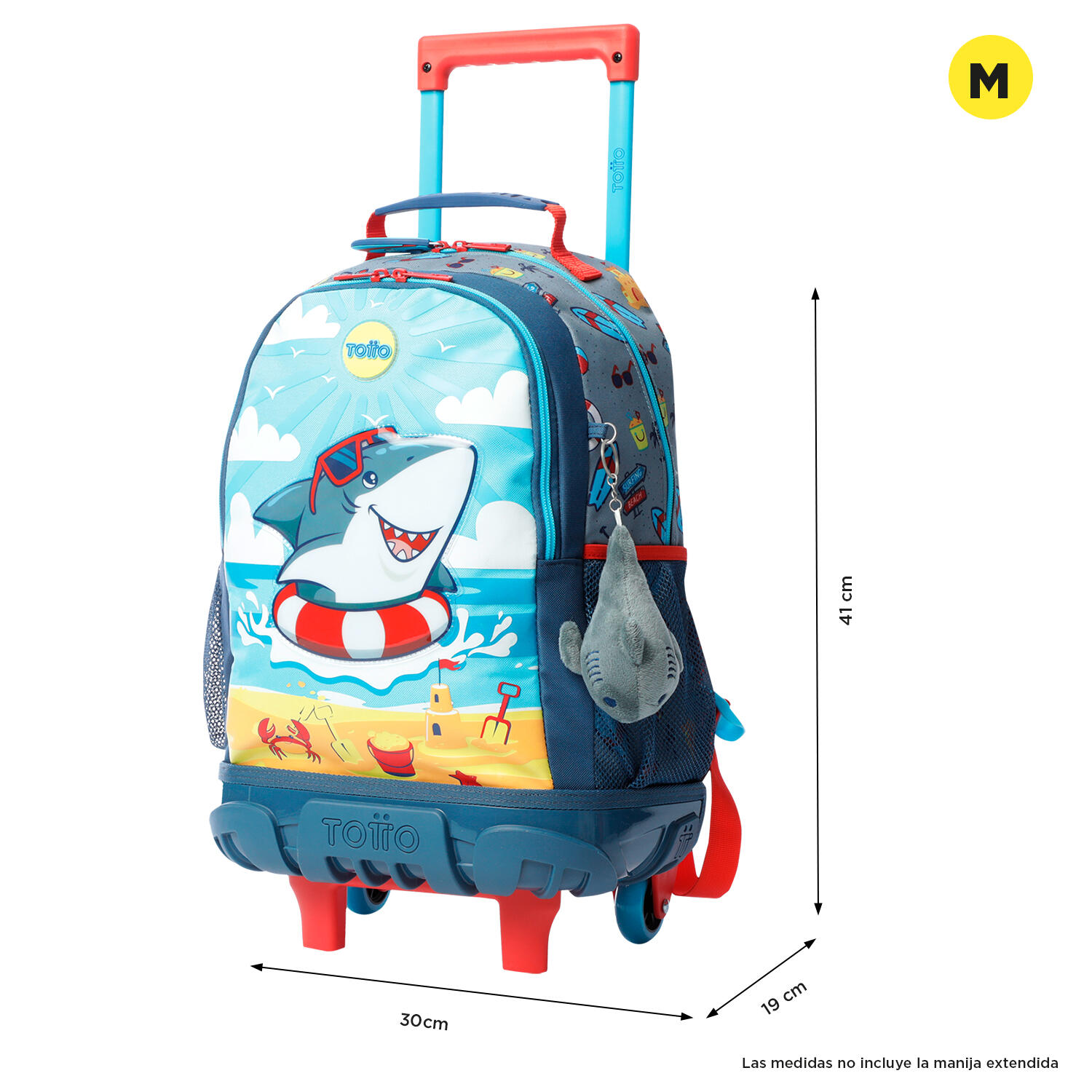 Totto Mochila infantil ruedas Little Surfer Gris Poliéster 30 x 41.5 x 19 cm 2/5