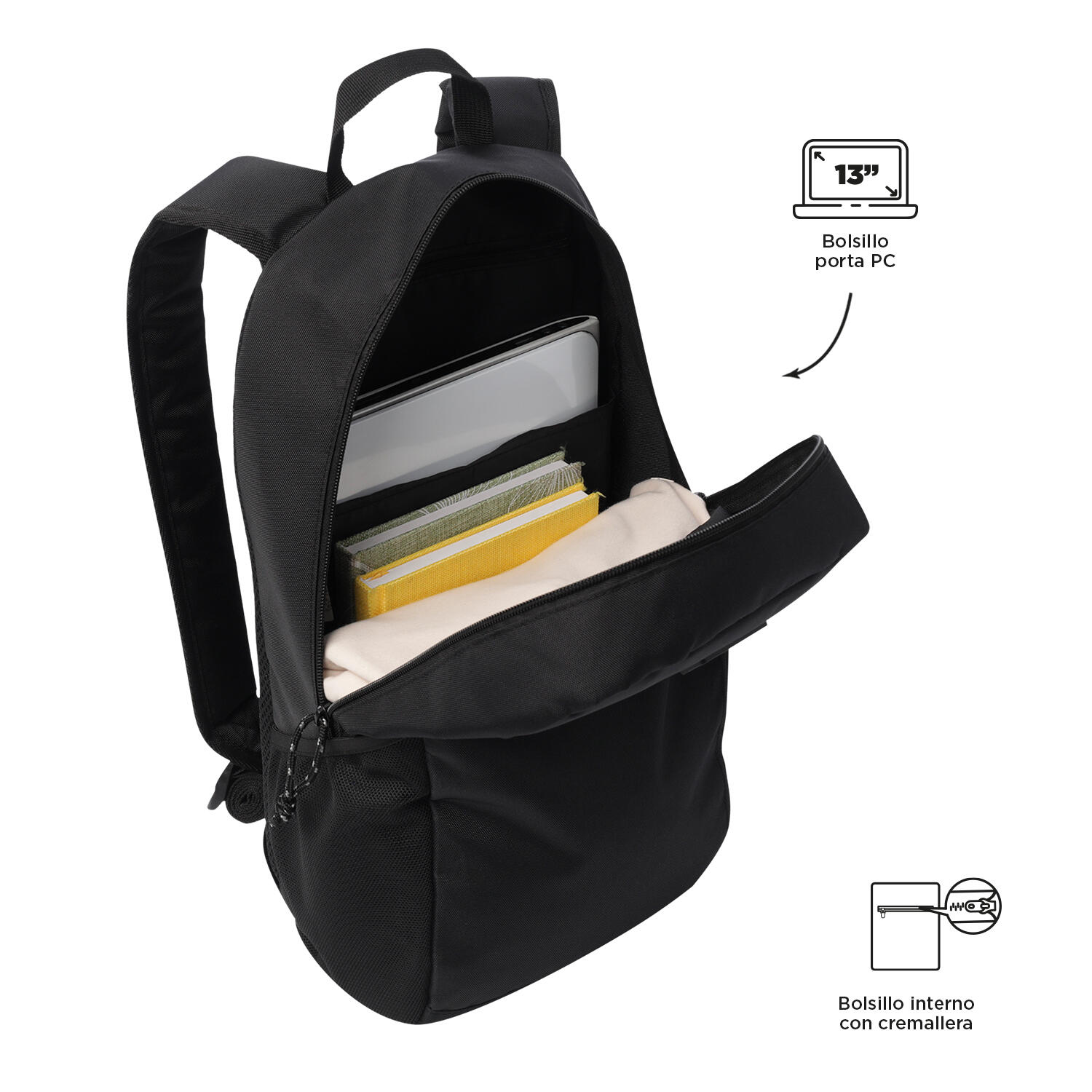 Totto Mochila urbana Rocky Negro Poliéster 26.5 x 46 x 12.5 cm 5/5