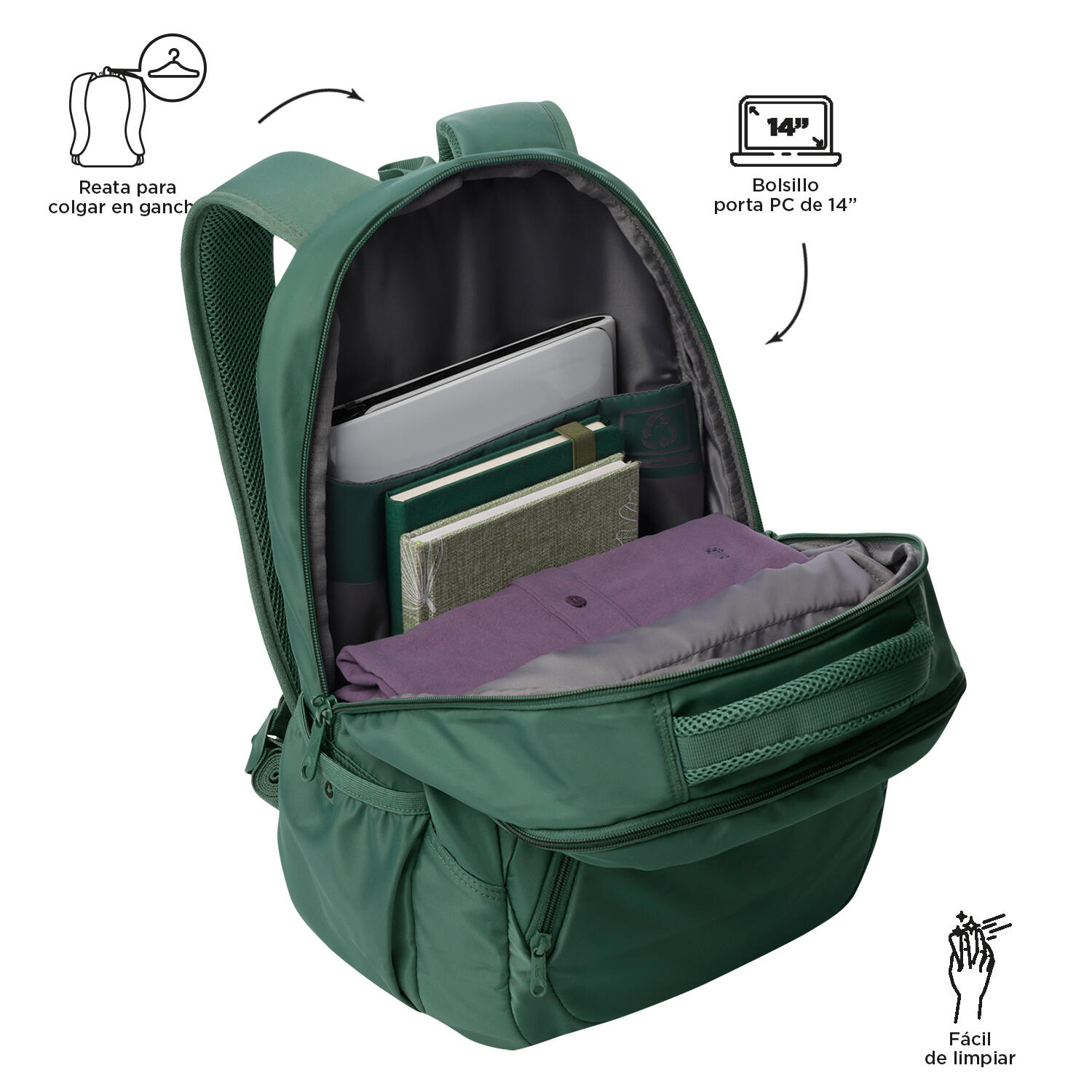 Totto Mochila urbana Tracer Silver Pine Poliéster reciclado 31 x 44.5 x 17 cm 5/5