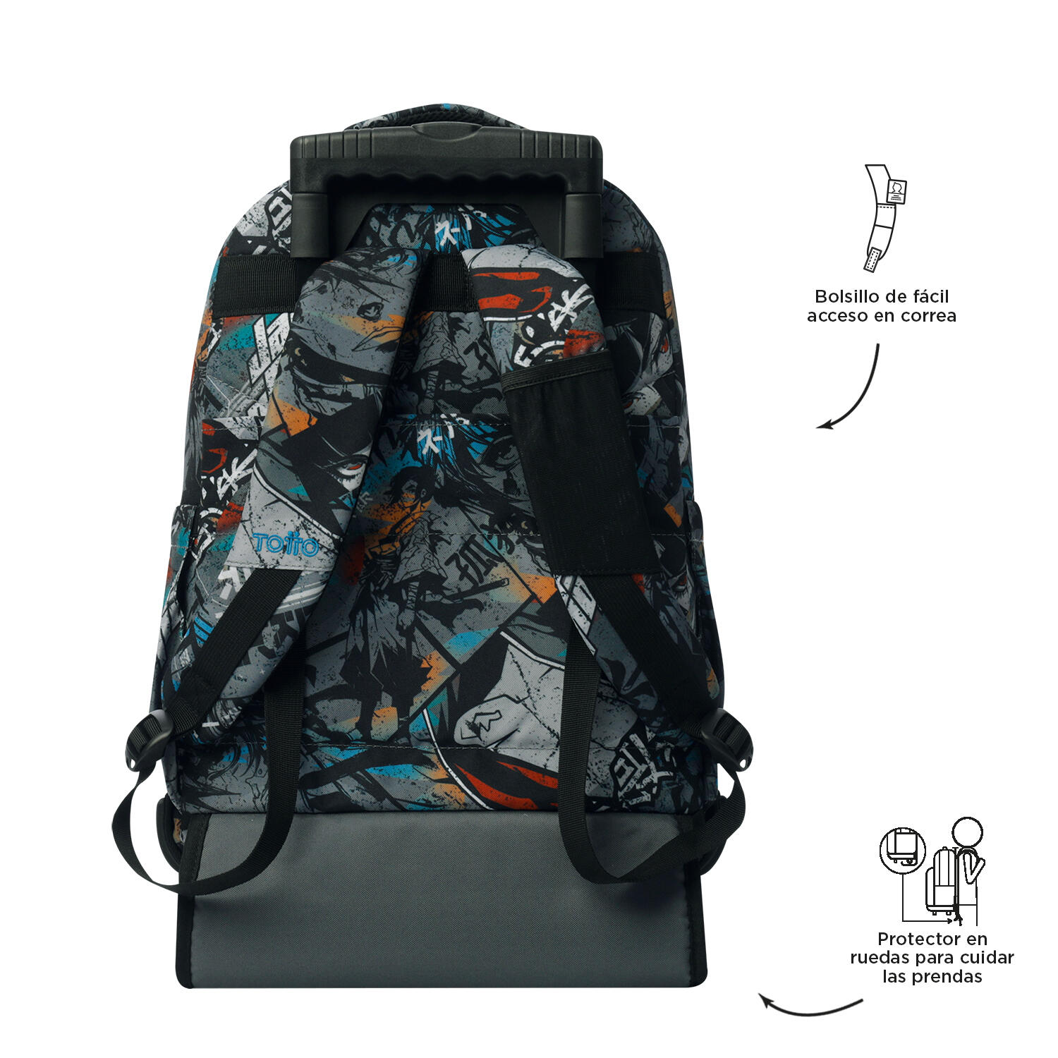 Totto Mochila escolar ruedas Renglones Okubo Poliéster reciclado 32 x 45.5 x 18 5/5