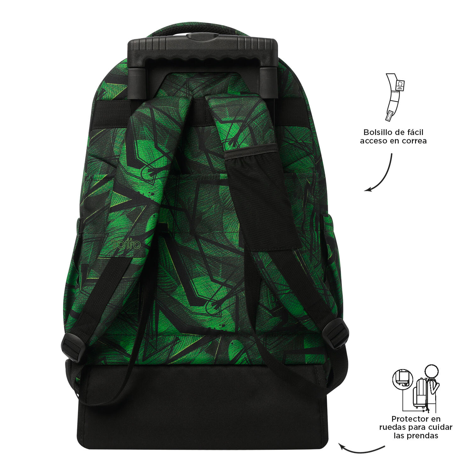 Totto Mochila escolar ruedas Renglones Jhony Jungle Poliéster reciclado 32 x 45 5/5