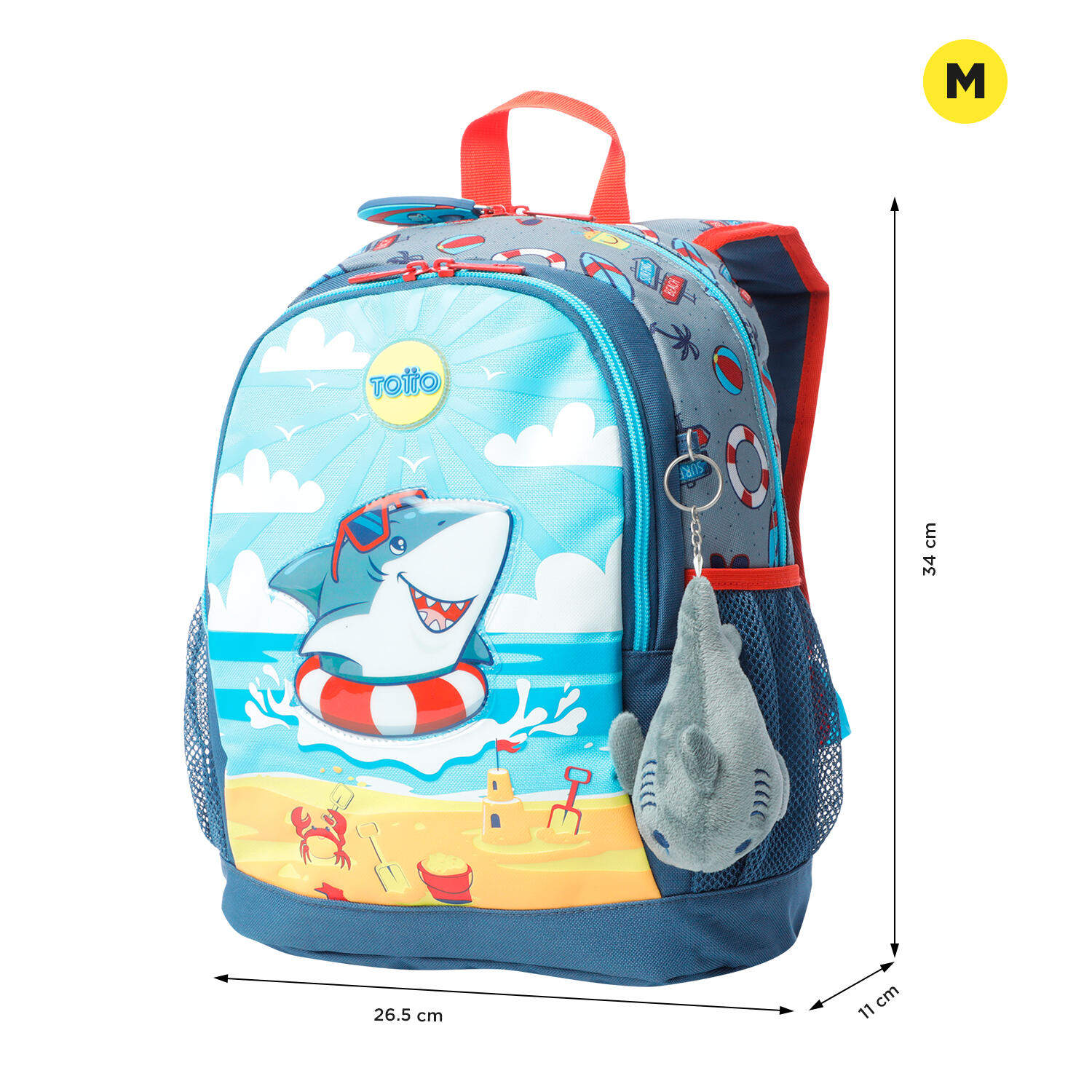 Totto Mochila infantil Little Surfer Gris Poliéster 26.5 x 34 x 11 cm 2/5