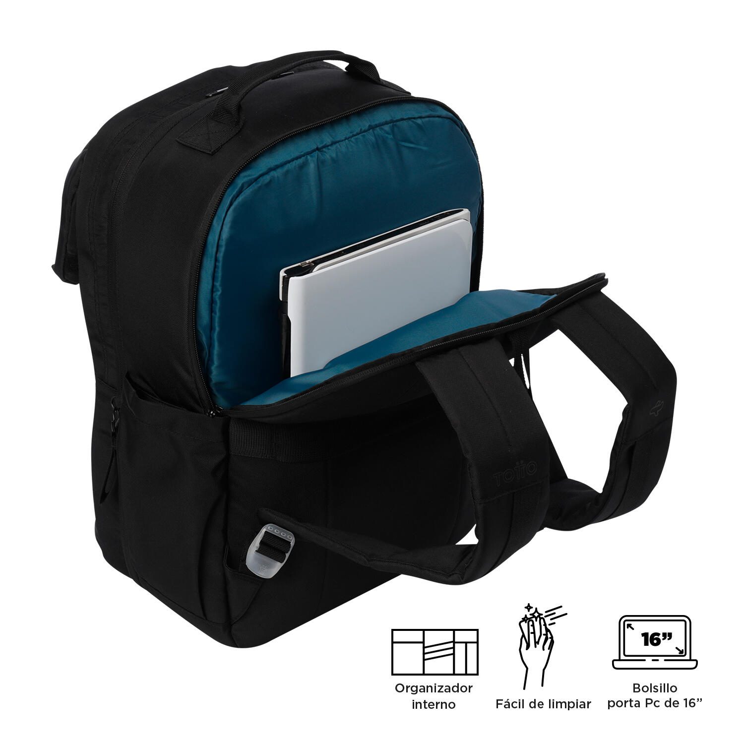 Totto Mochila viaje Elan Travel Negro Poliéster 32 x 44 x 21.5 cm 5/5