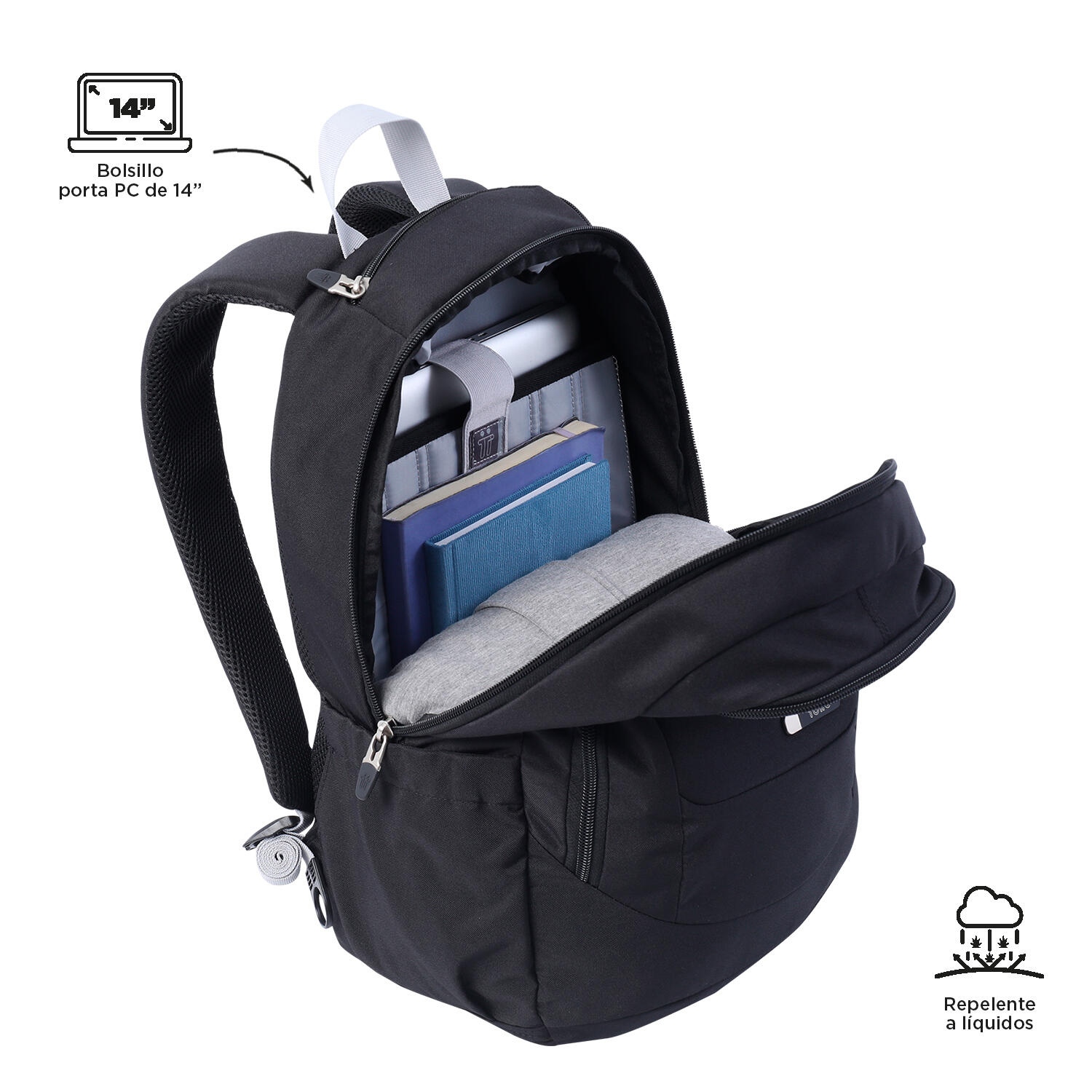 Totto Mochila urbana Goctal Negro Poliéster 44 x 32.5 x 18 cm 4/5