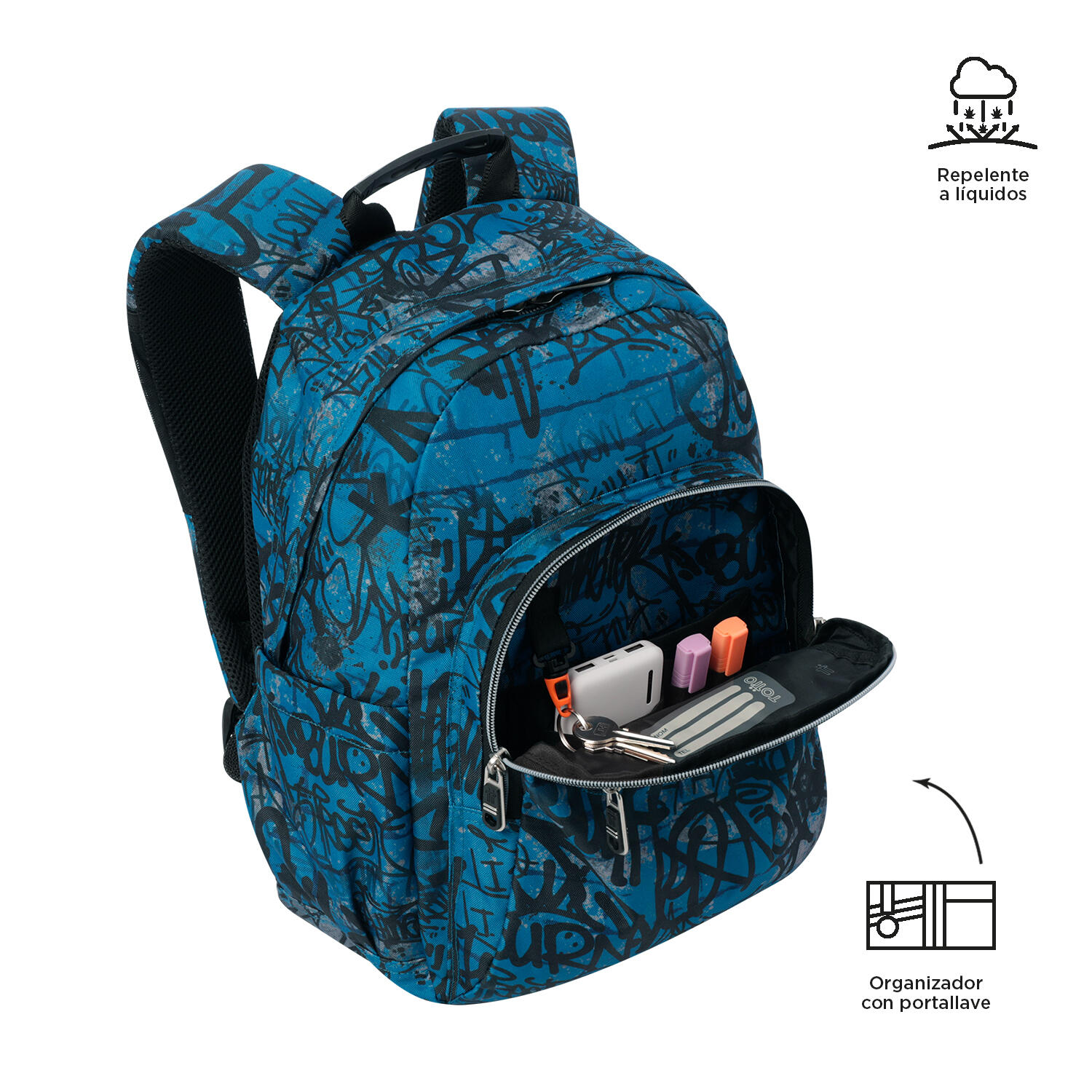 Totto Mochila escolar Gommas Urban Graph Poliéster reciclado 29 x 39 x 14 cm 5/5
