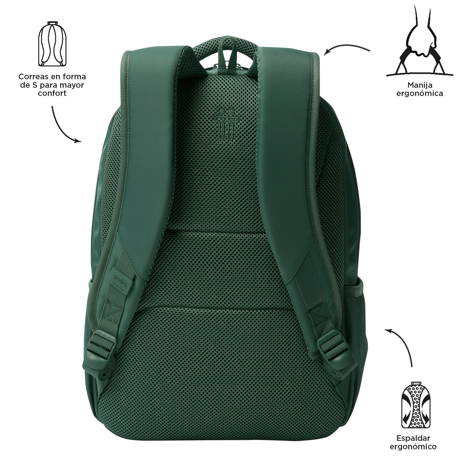 Totto Mochila urbana Tracer Silver Pine Poliéster reciclado 31 x 44.5 x 17 cm 4/5