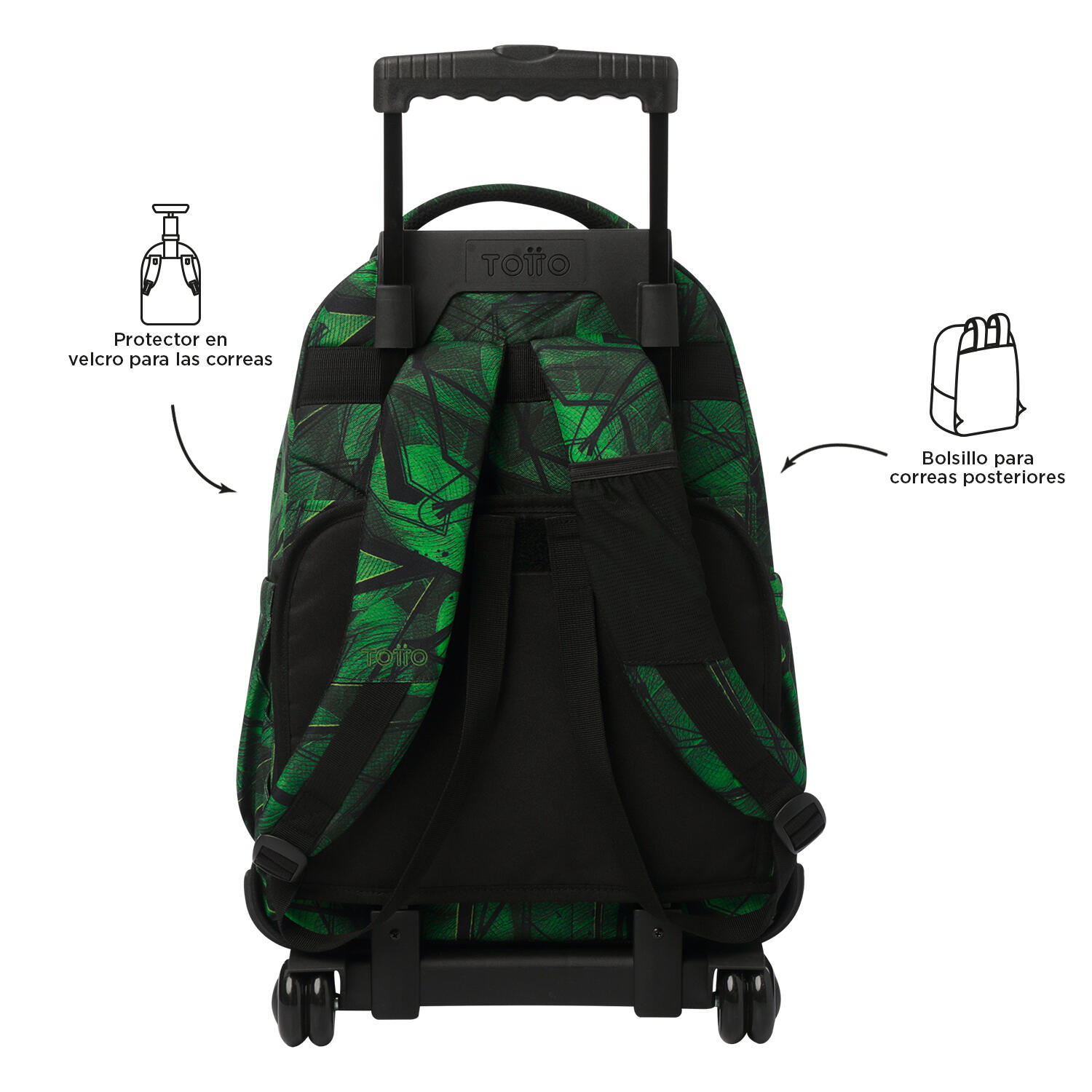Totto Mochila escolar ruedas Renglones Jhony Jungle Poliéster reciclado 32 x 45 4/5