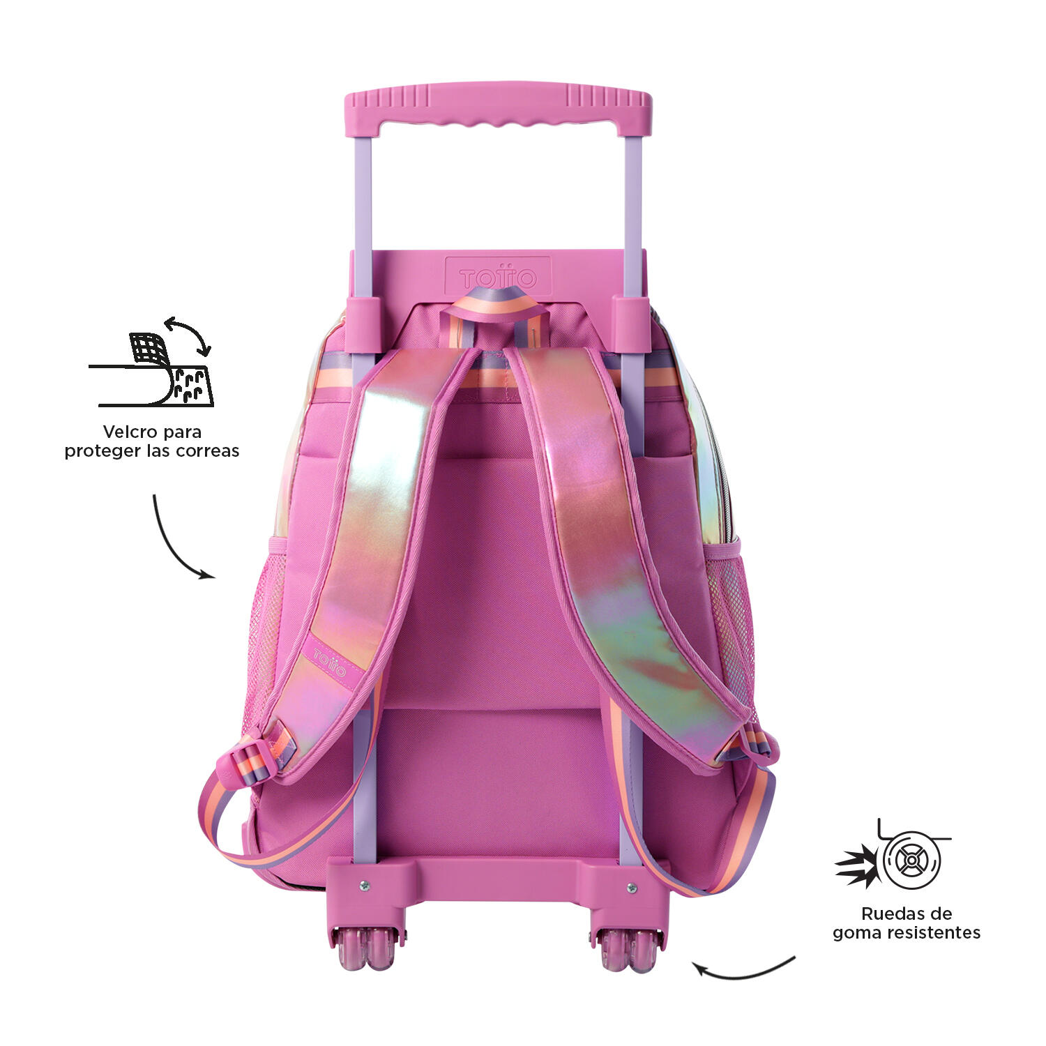 Totto Mochila infantil ruedas Glowy Rosa Poliéster 33 x 47.5 x 16 cm 4/5