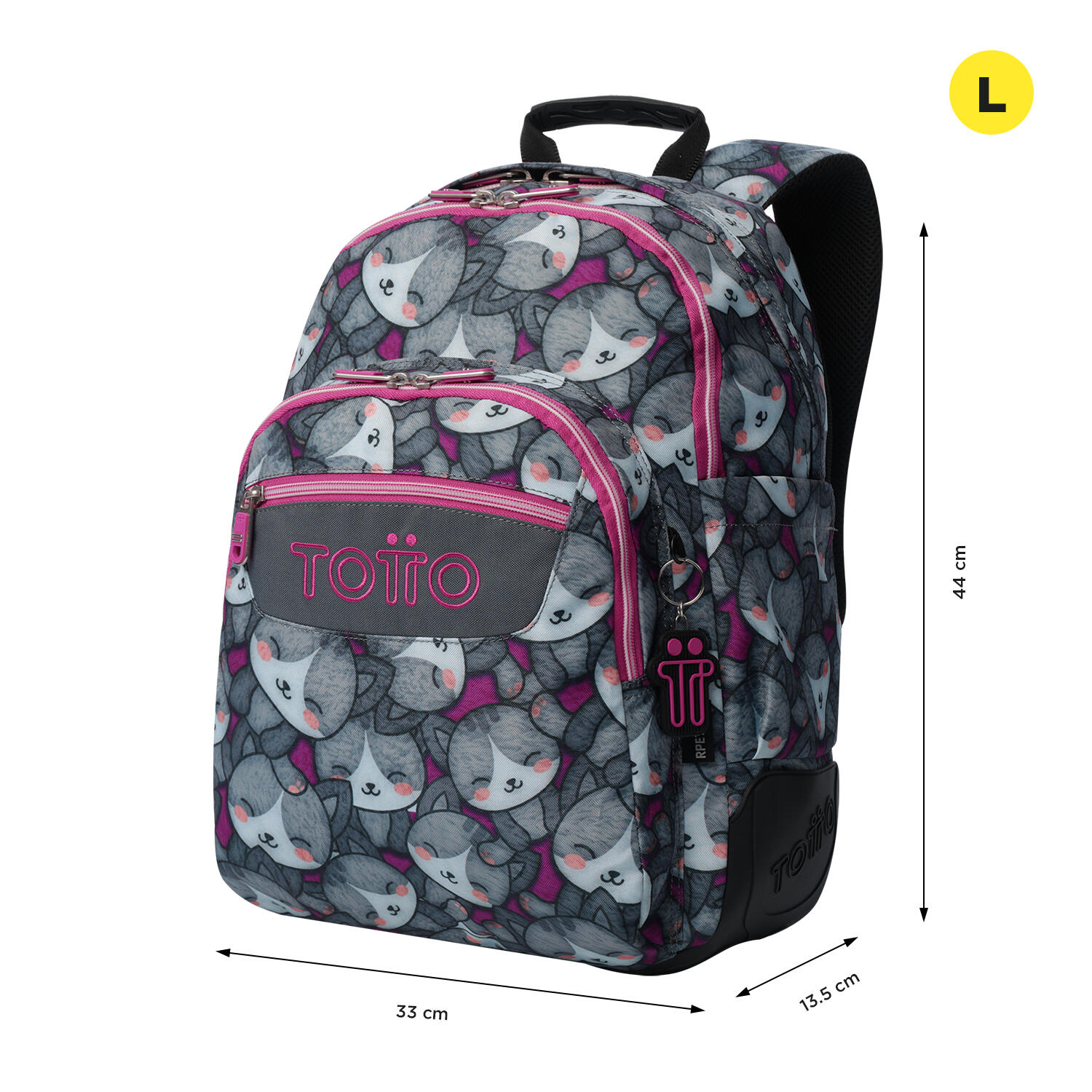 Totto Mochila escolar Rayol Kitten Rose Poliéster reciclado 33 x 44 x 13.5 cm 2/5