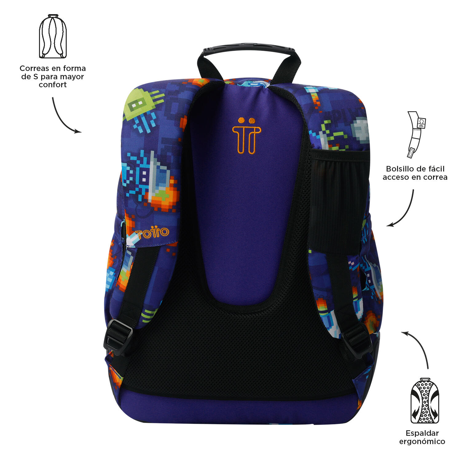 Totto Mochila escolar Rayol Space Blue Poliéster reciclado 33 x 44 x 13.5 cm 4/5