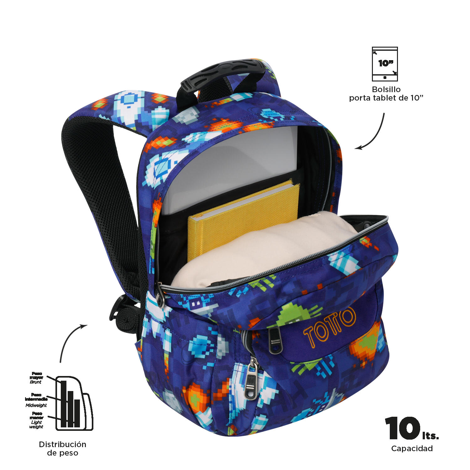 Totto Mochila escolar Tempera Space Blue Poliéster reciclado 27 x 36.5 x 12 cm 5/5