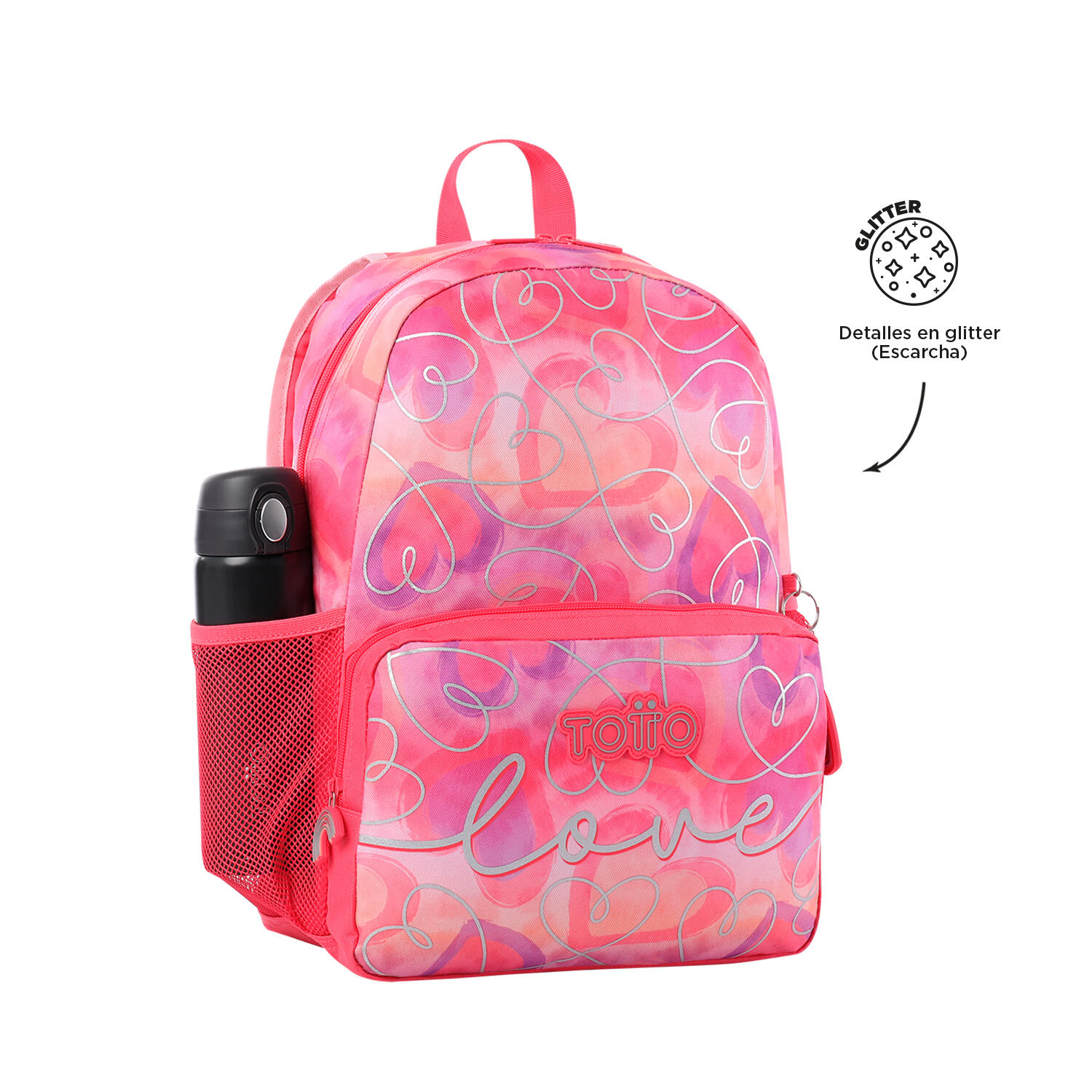 Totto Mochila escolar Amorely Rosa Poliéster 29 x 40.5 x 12 cm 4/5