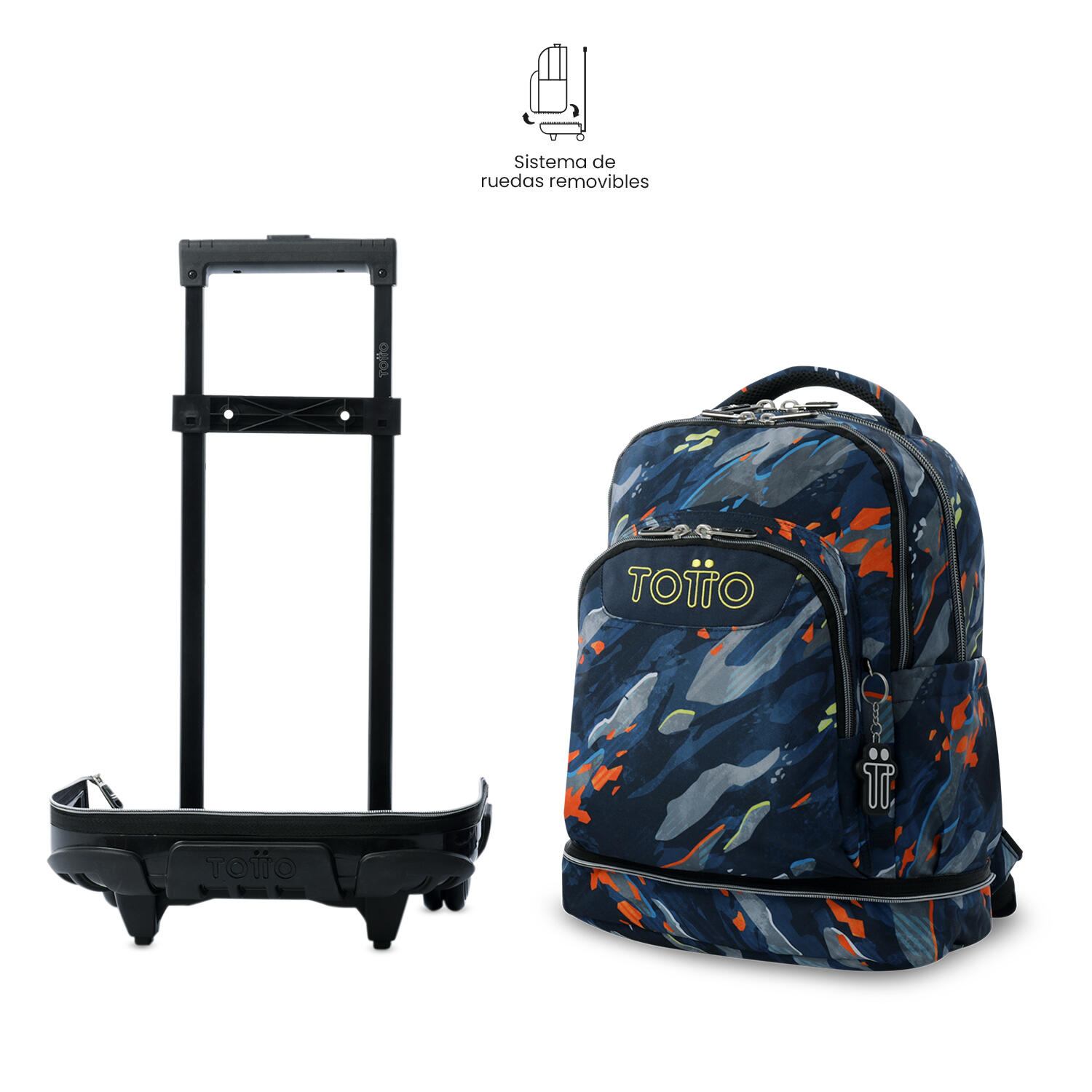 Totto Mochila escolar ruedas Tiza Desmontable Camuflaje Poliéster reciclado 32 5/5