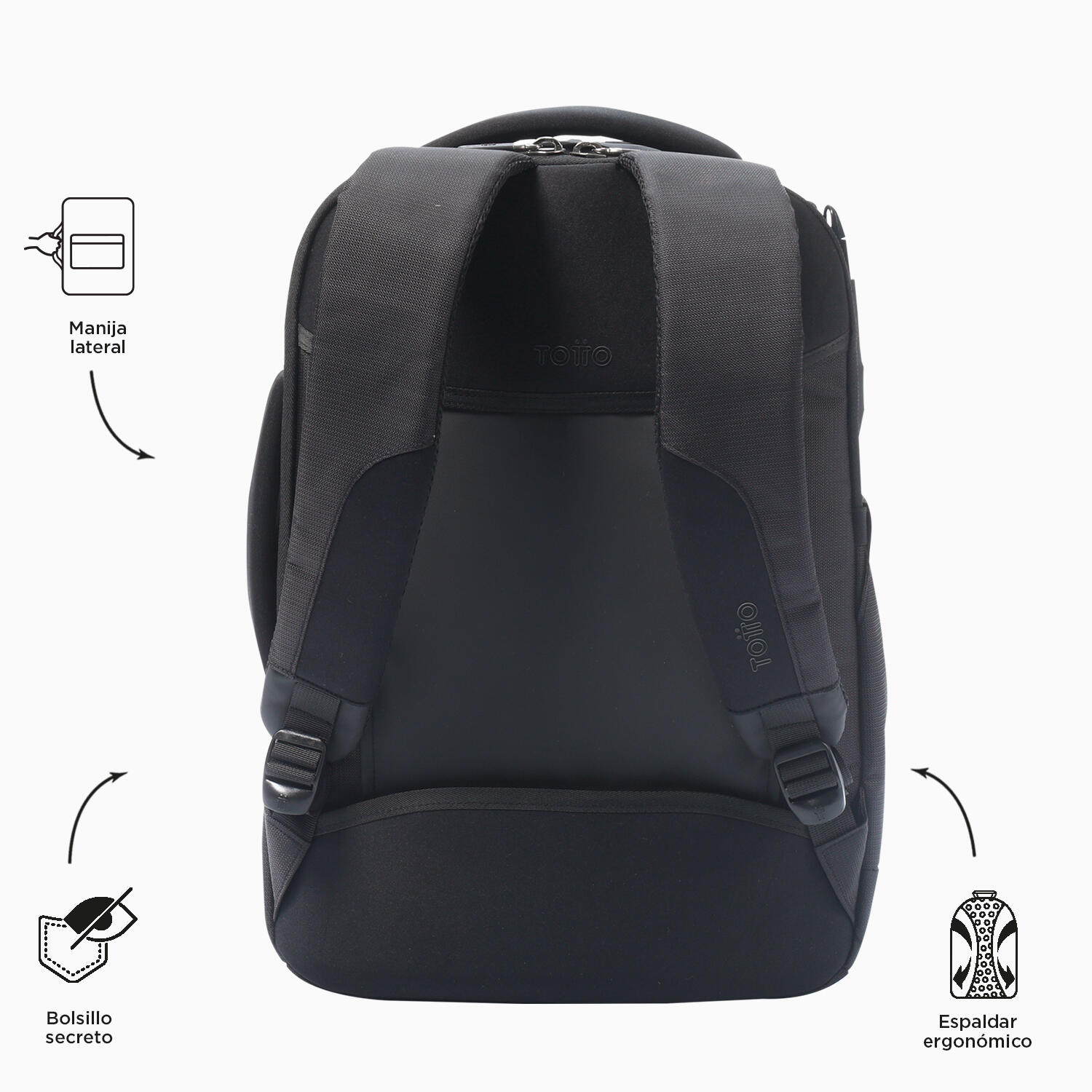 Totto Mochila ejecutiva GTX 2.0 Negro Poliéster 32 x 44.5 x 18 cm 3/5
