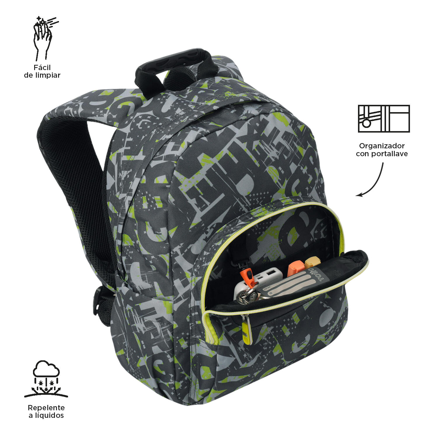 Totto Mochila escolar Tempera Texgrunge Poliéster reciclado 27 x 36.5 x 12 cm 5/5