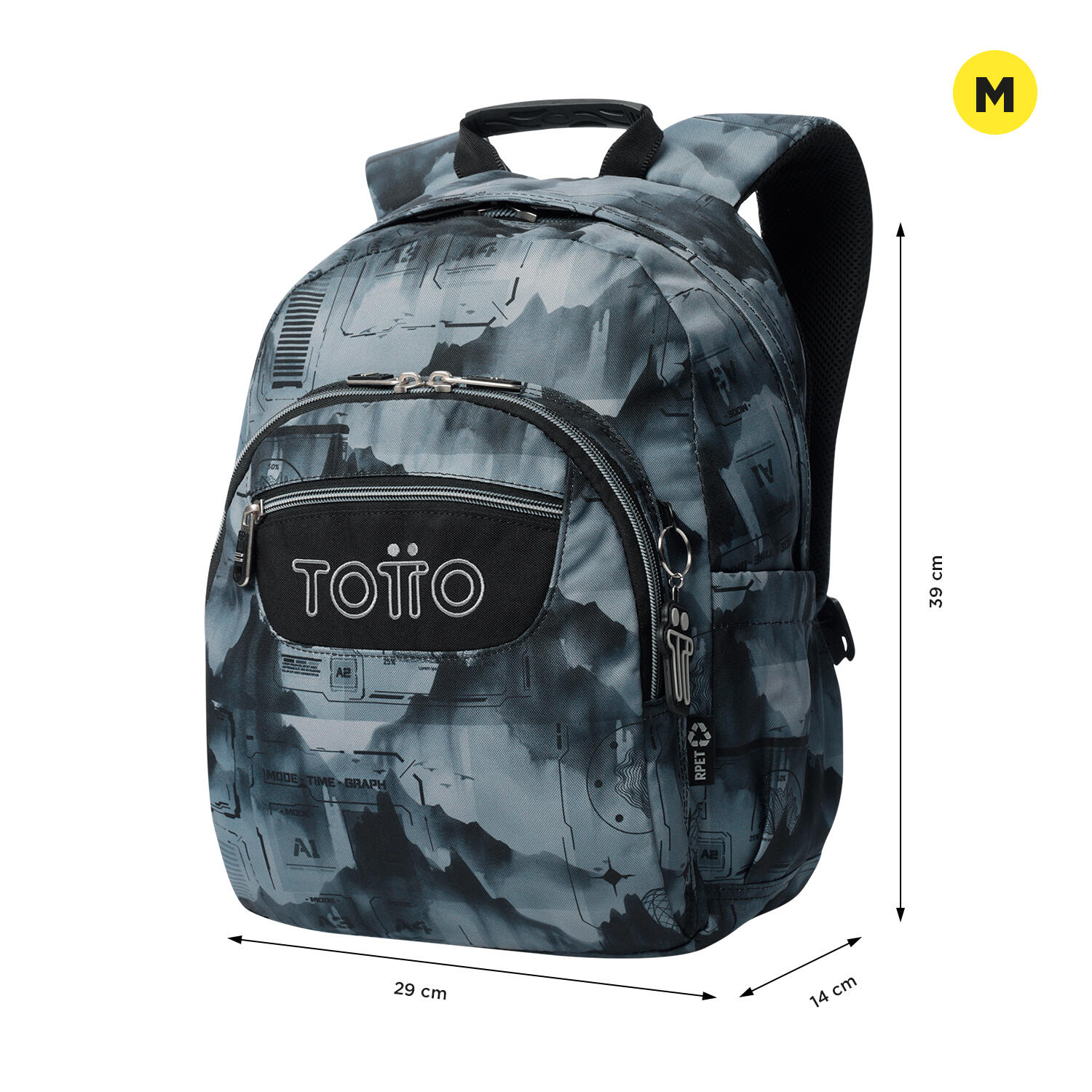 Totto Mochila escolar Gommas Digital Hill Poliéster reciclado 29 x 39 x 14 cm 2/5