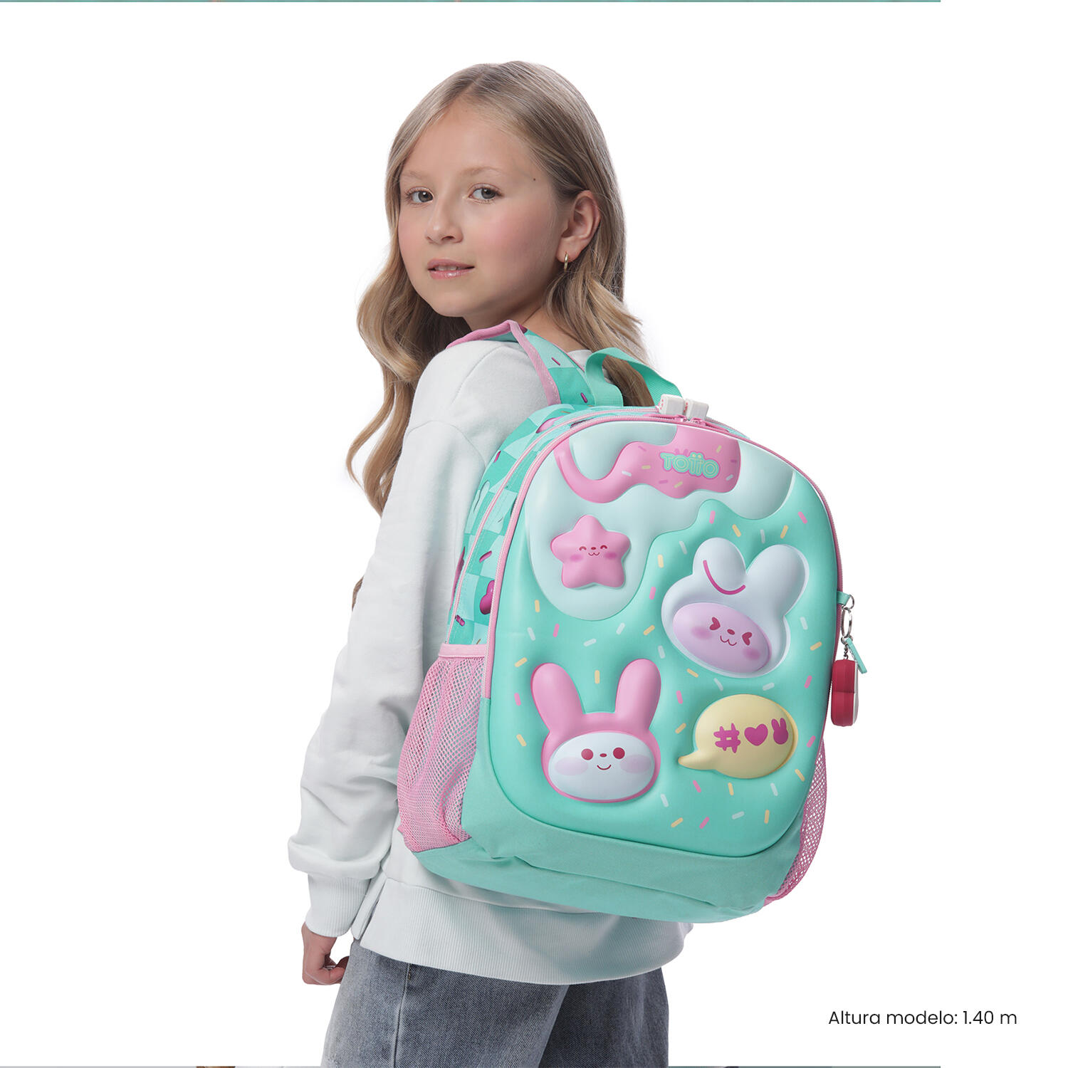 Totto Mochila infantil Bunny Pump Azul Poliéster 32 x40.5 x 14 cm 2/5