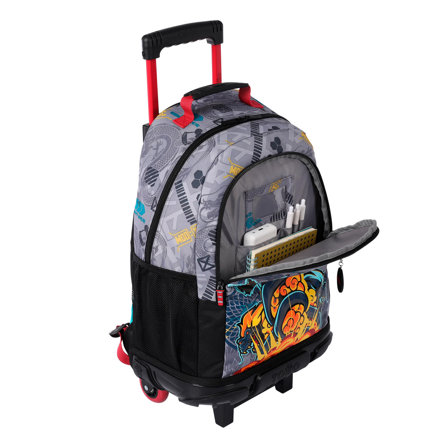Totto Mochila infantil ruedas Raiyu Gris Poliéster 33.5 x 47 x 20 cm 4/5
