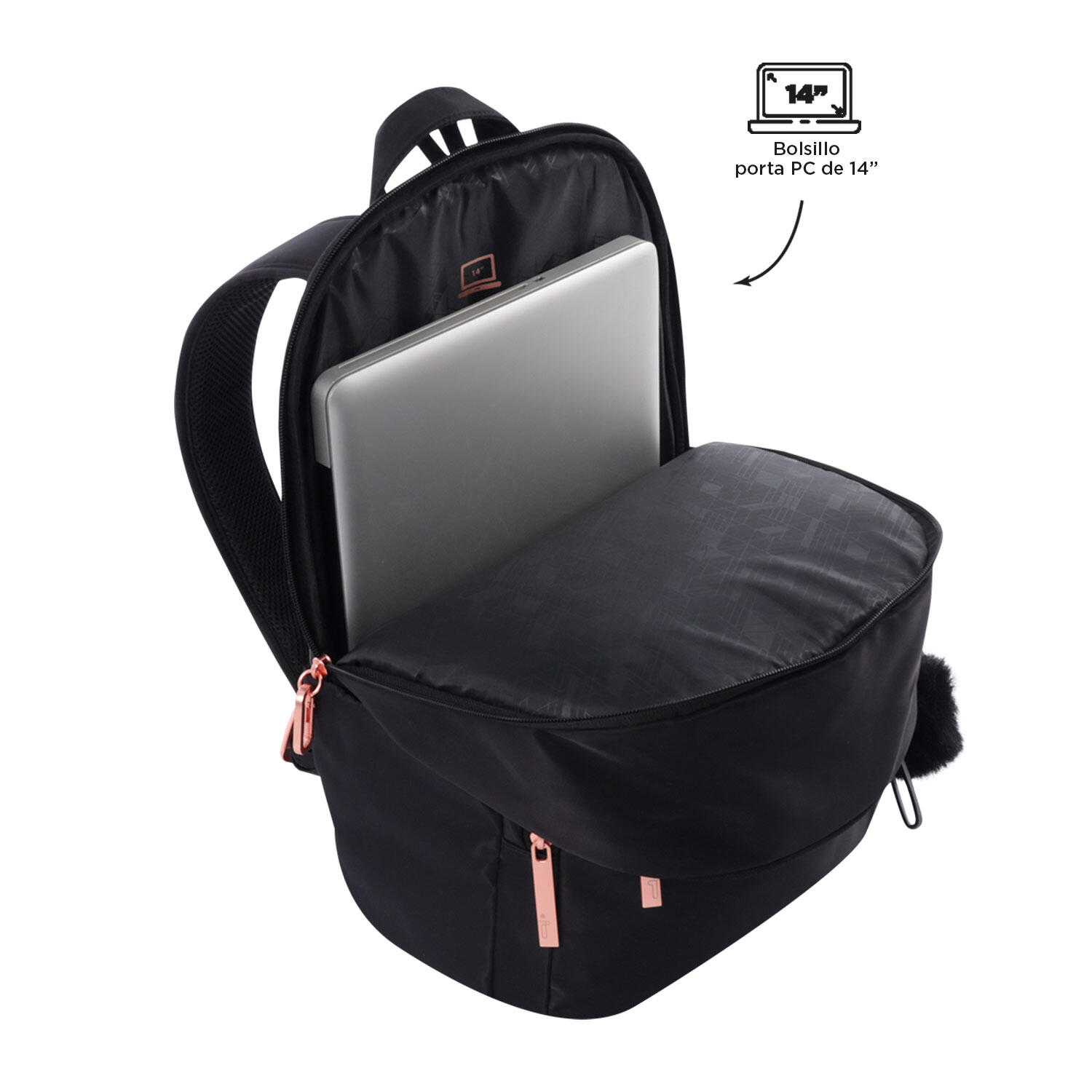 Totto Mochila ejecutiva Adelaide 2.0 Black2 Poliéster 28.5 x 41.5 x 13.5 cm 4/5