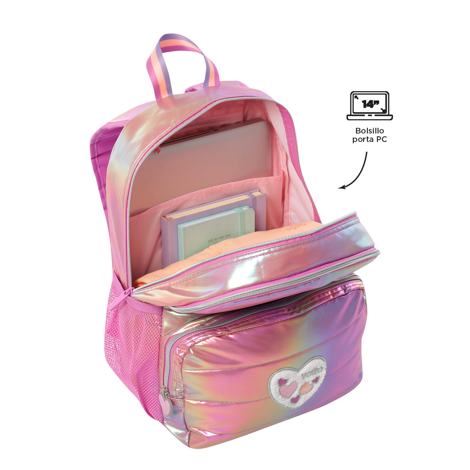 Totto Mochila Infantil Glowy M Rosa Poliéster 28.5 x 40.5 x 11 cm 5/5