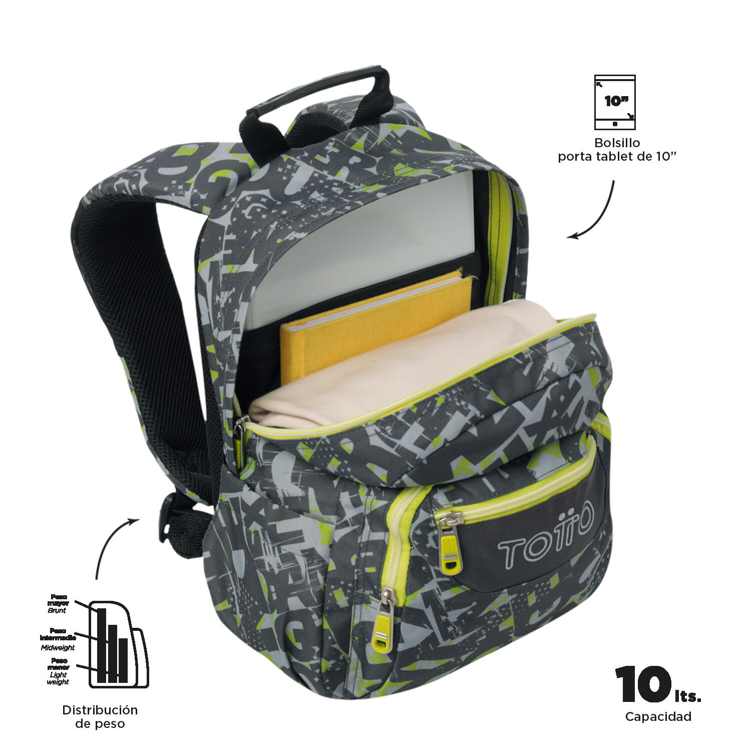 Totto Mochila escolar Tempera Texgrunge Poliéster reciclado 27 x 36.5 x 12 cm 4/5