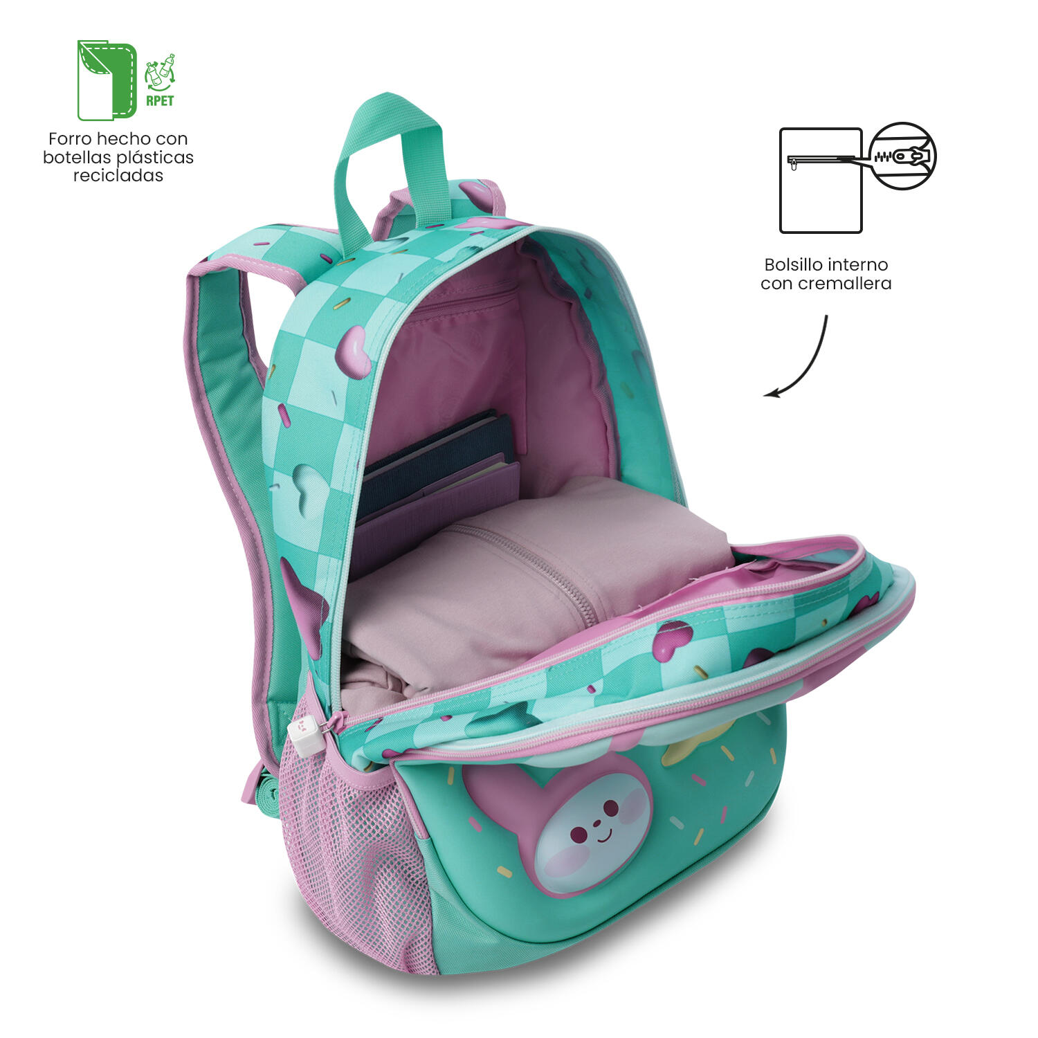 Totto Mochila infantil Bunny Pump Azul Poliéster 32 x40.5 x 14 cm 5/5