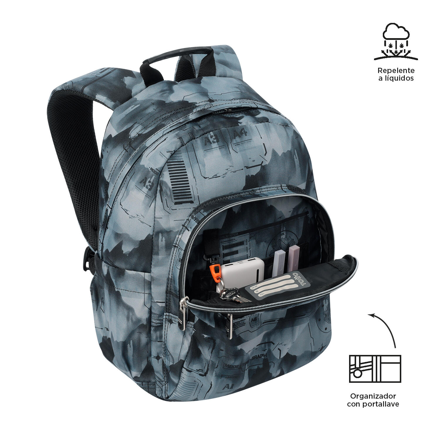 Totto Mochila escolar Gommas Digital Hill Poliéster reciclado 29 x 39 x 14 cm 5/5
