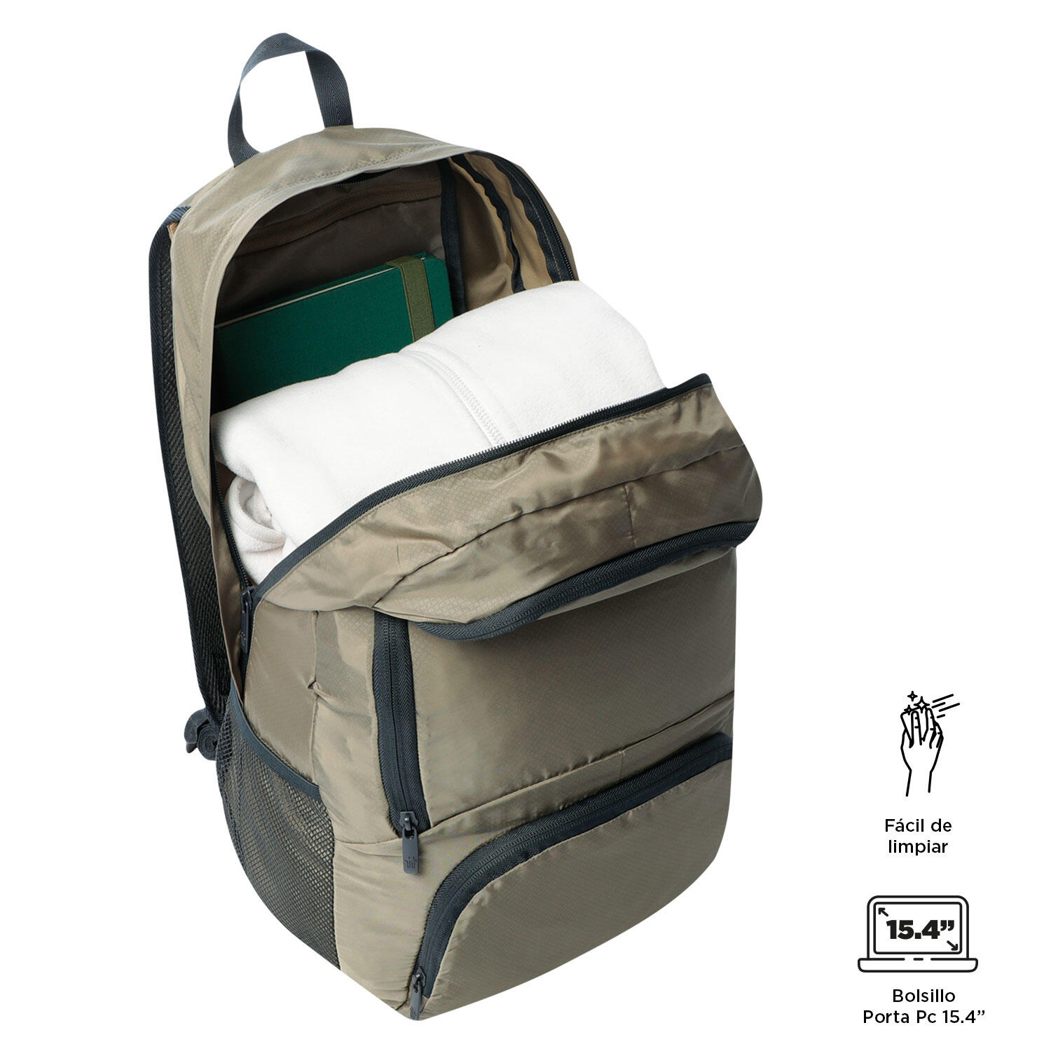 Totto Mochila plegable Syncro Desert Taupe Poliéster 31.5 x 47 x 15 cm 4/5