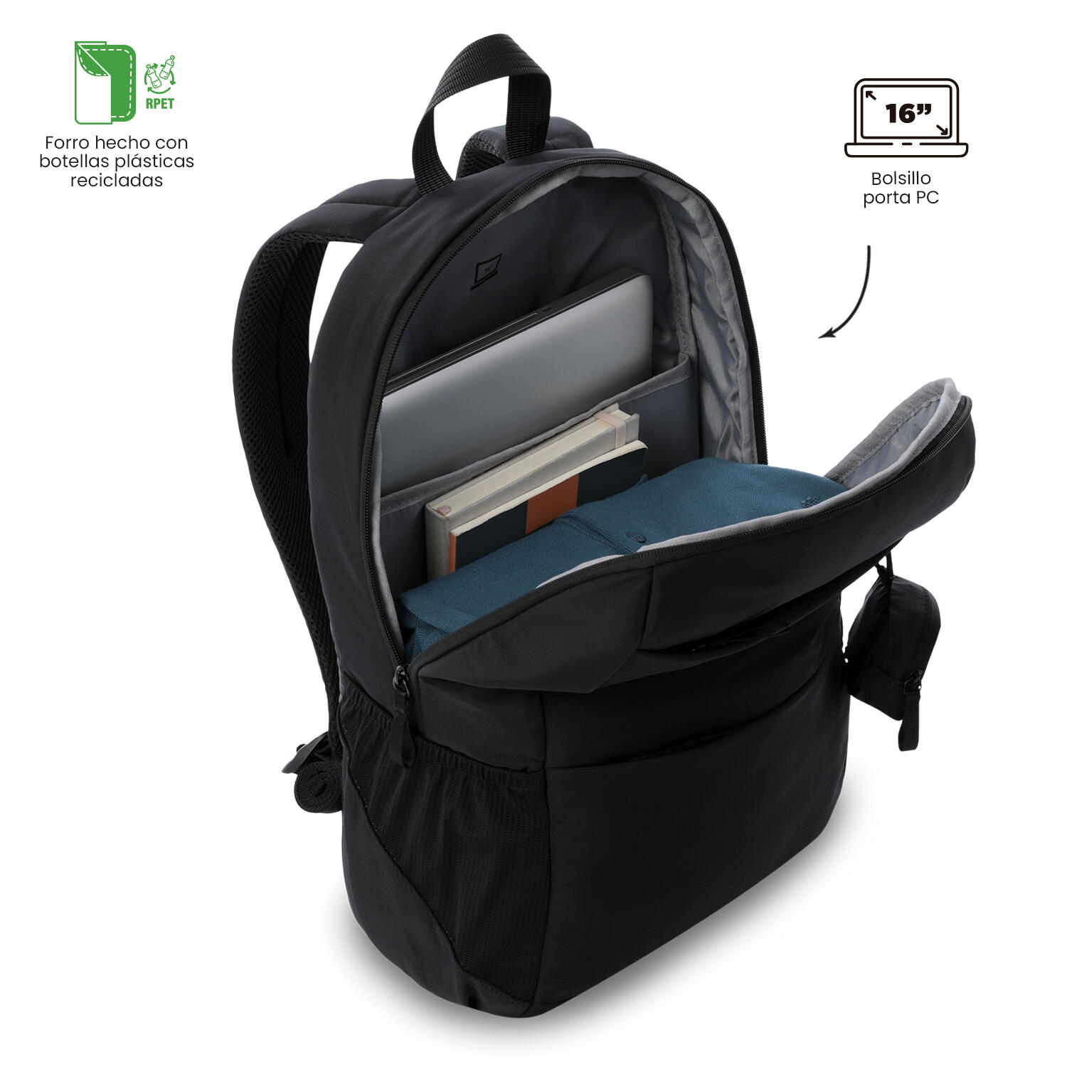 Totto Mochila ejecutiva Suzuka Negro Poliamida 31 x16 x 14.5 cm 5/5
